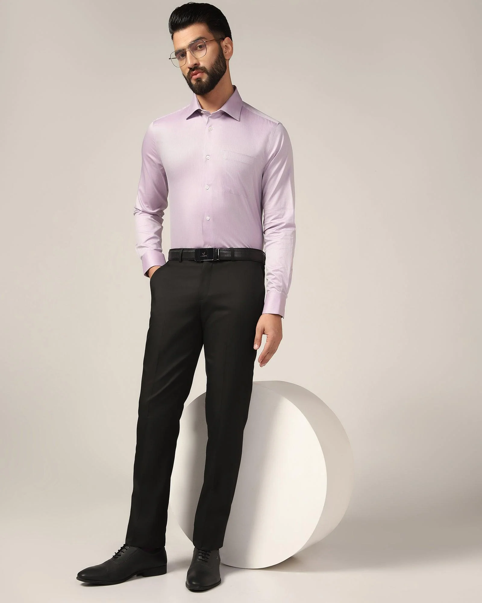 Luxe Formal Purple Textured Shirt - Richmond - Image 7