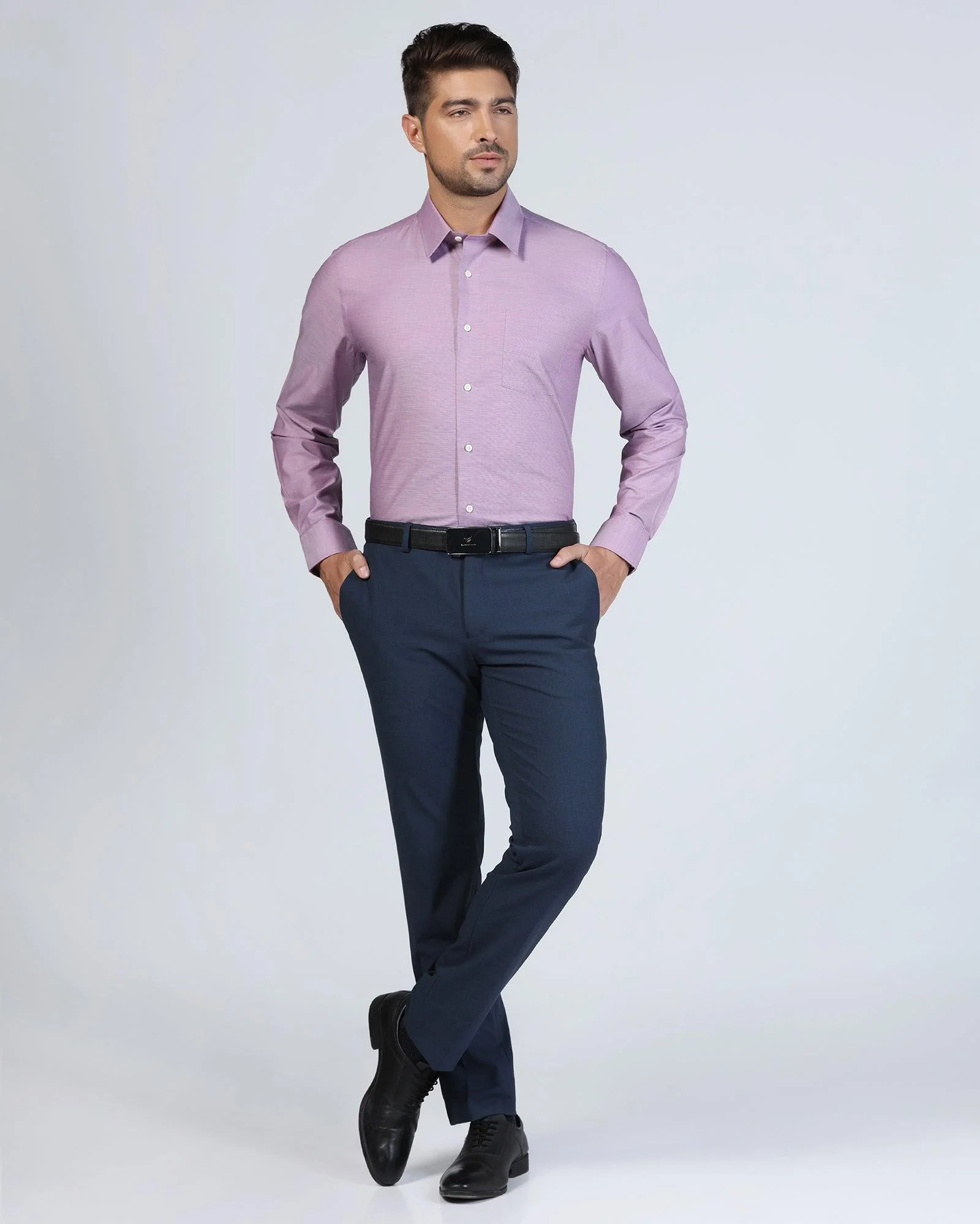 Formal Purple Textured Shirt - Robot - Image 3