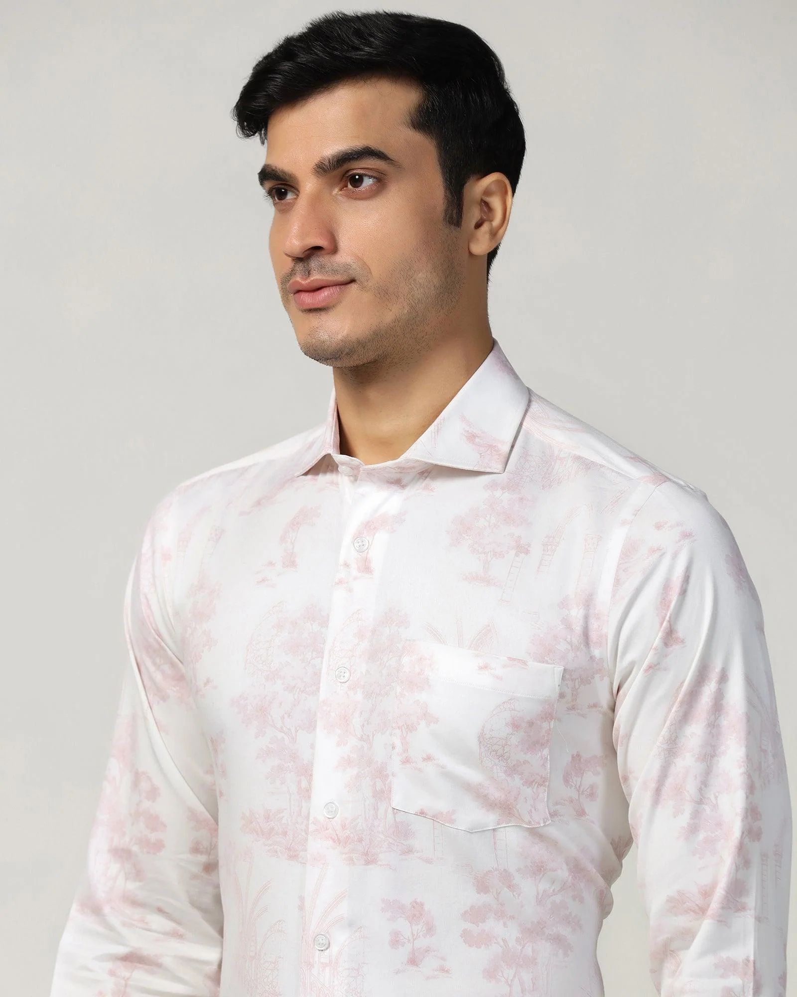 Formal Red Printed Shirt - Forest - Image 4