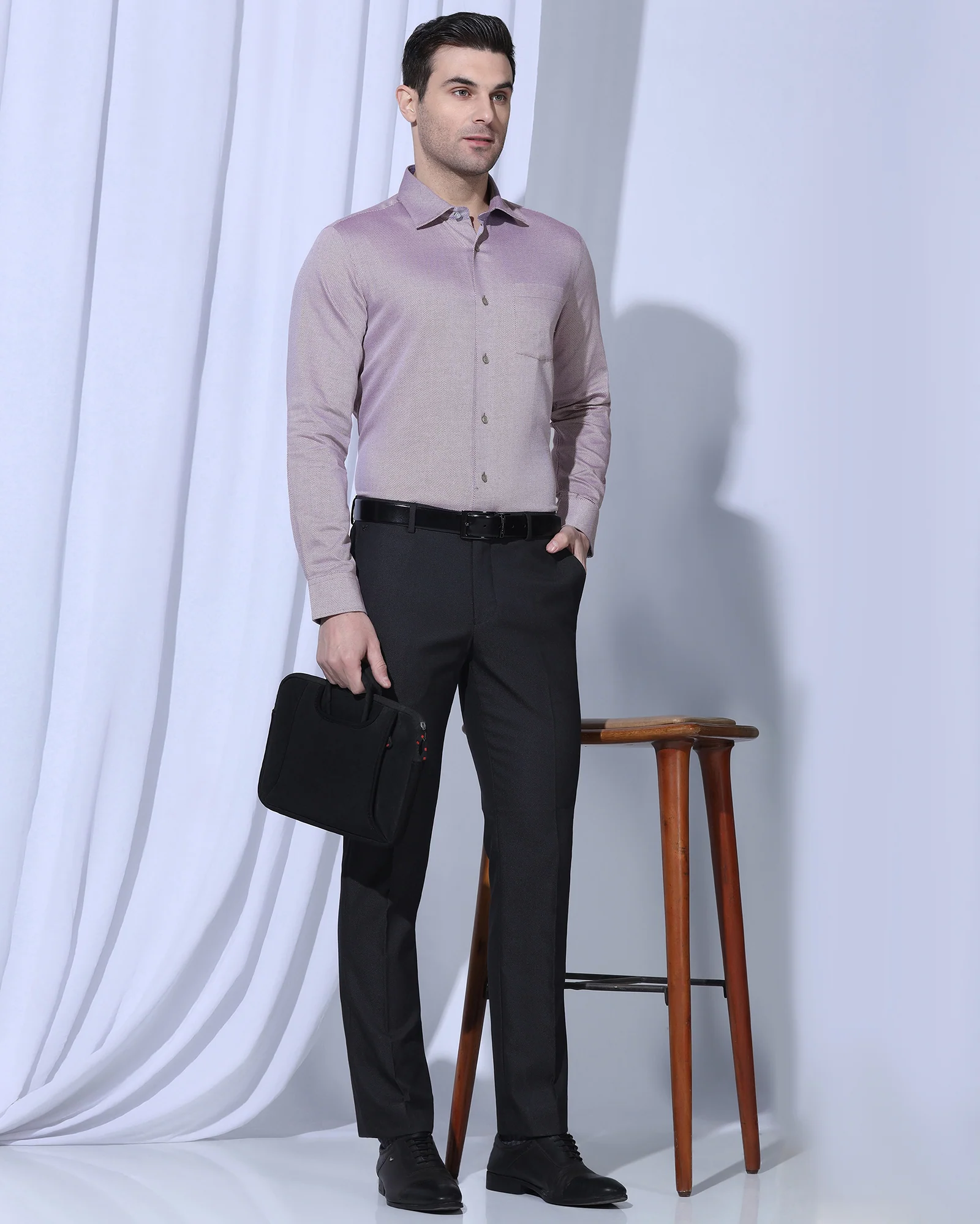 Formal Red Textured Shirt - Quent - Image 8