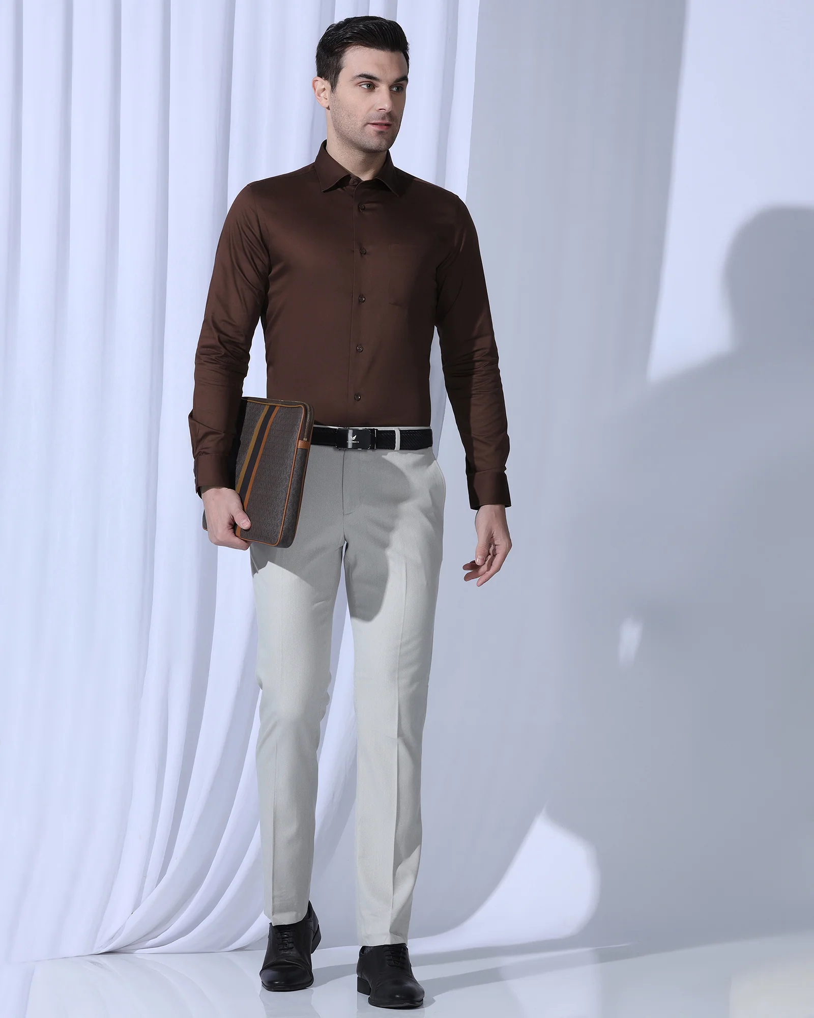 Non Iron Formal Rust Solid Shirt - Georgia - Image 7