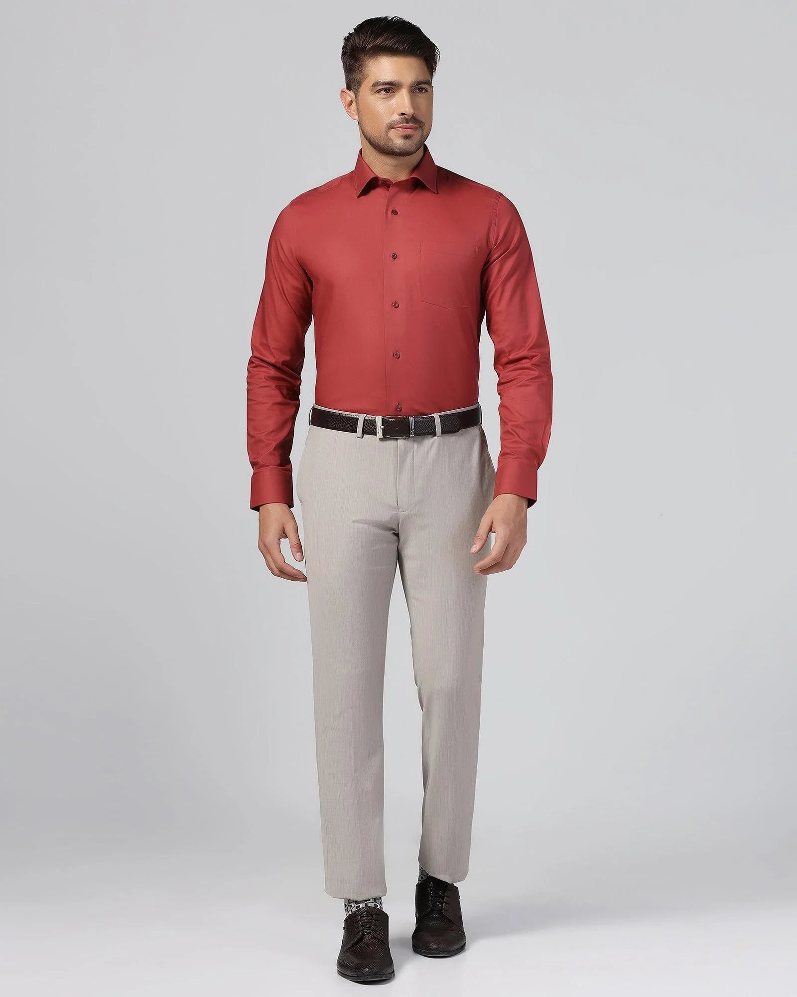Formal Rust Solid Shirt - Retro - Image 3