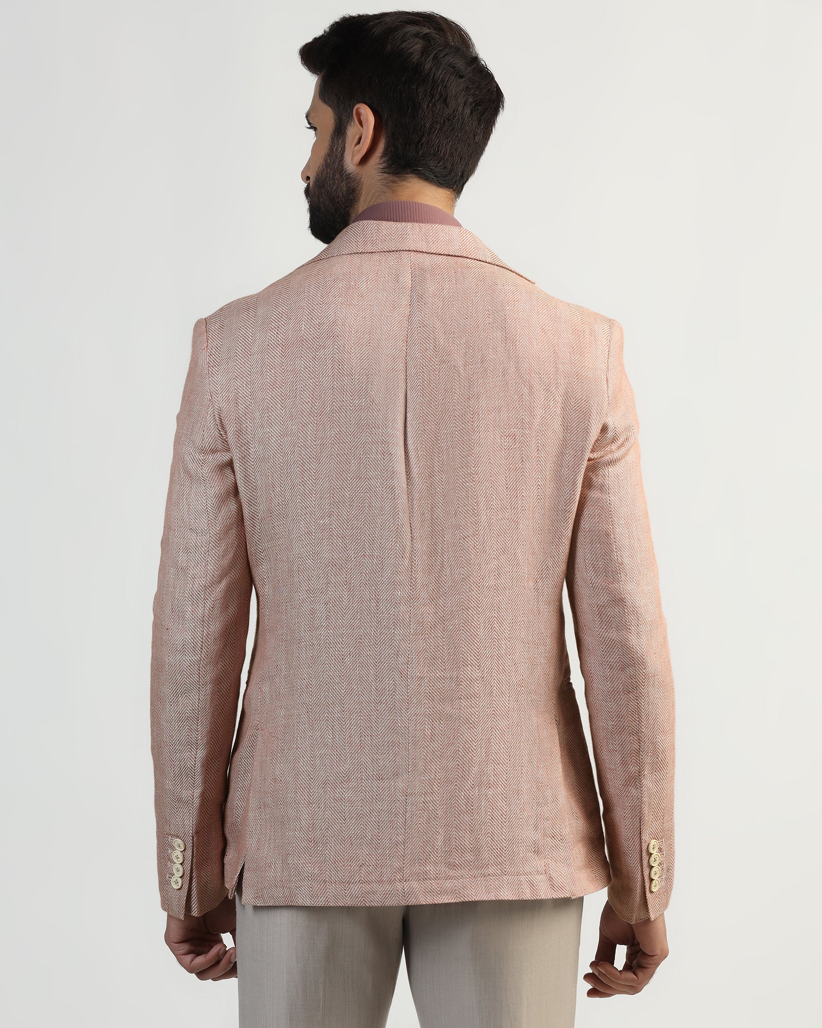 Linen Formal Rust Textured Blazer - Nero - Image 2