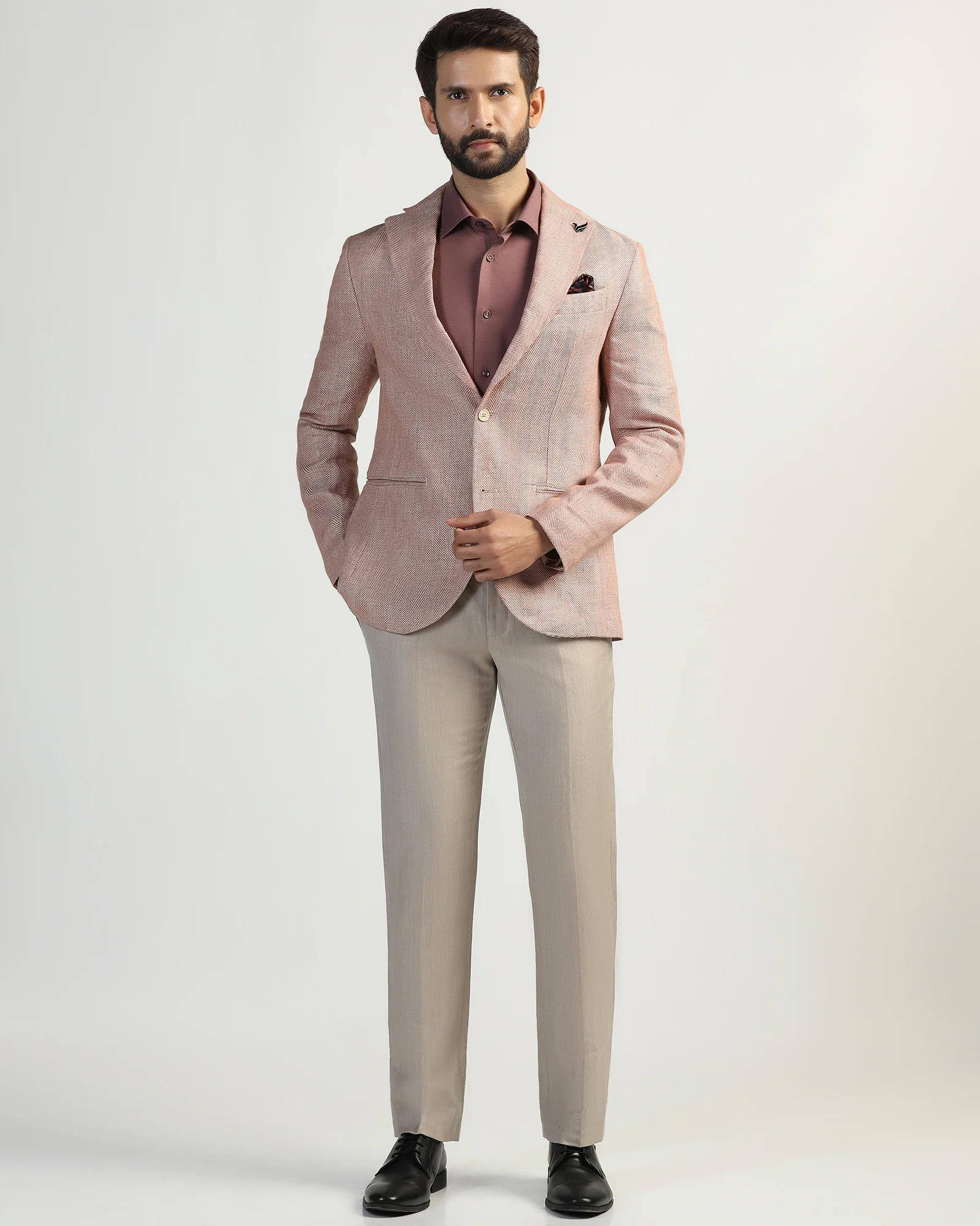 Linen Formal Rust Textured Blazer - Nero - Image 3