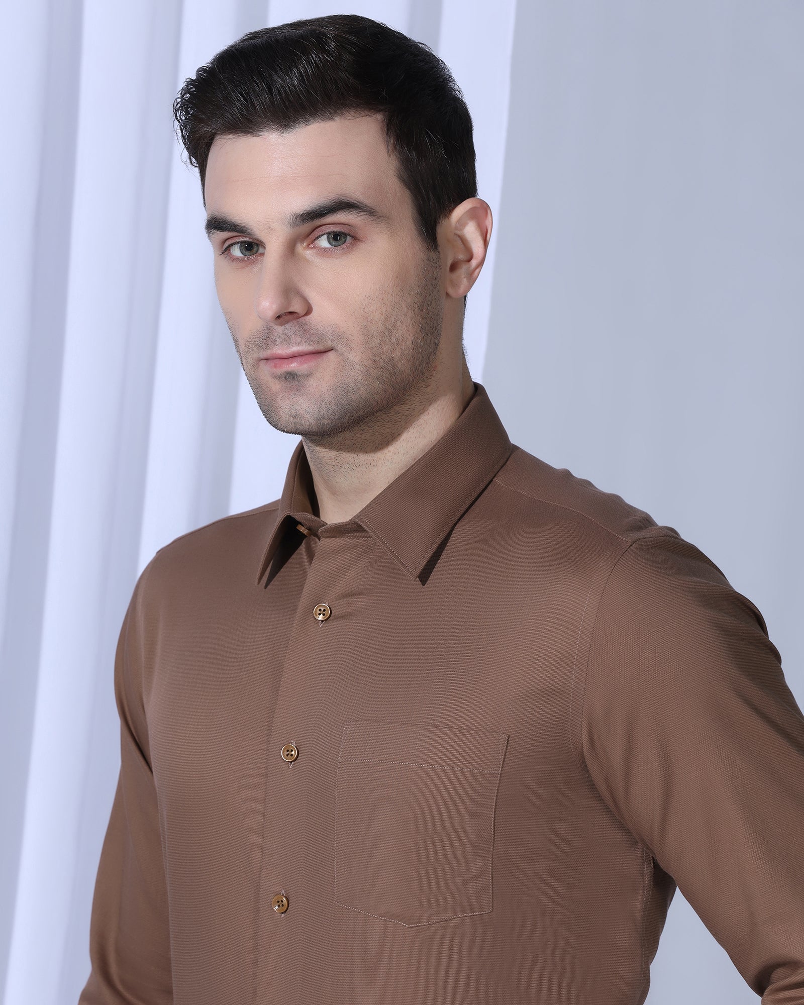 Non Iron Formal Rust Textured Shirt - Vlog - Image 4