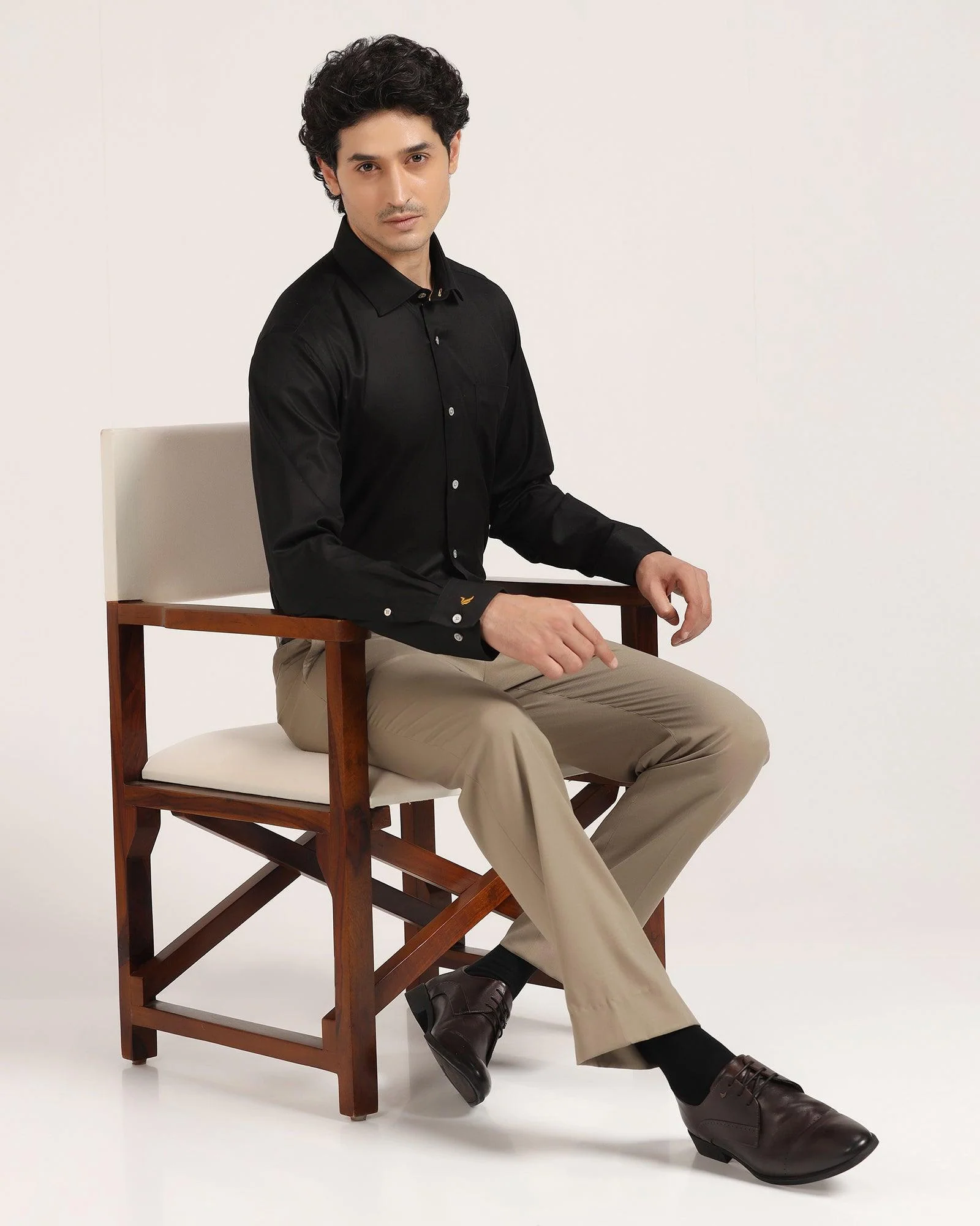 Luxe Formal Black Solid Shirt - Wonder - Image 6