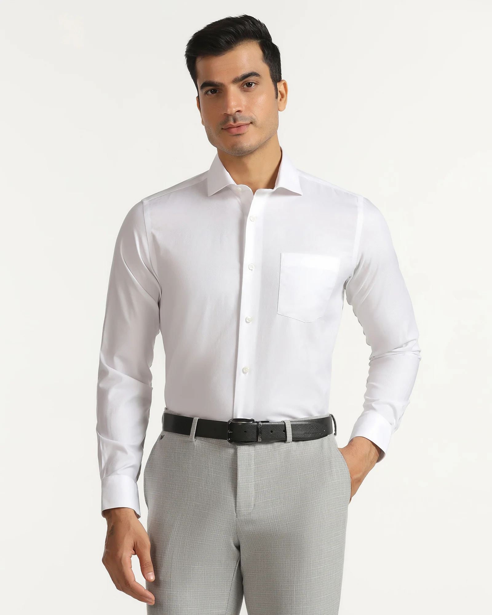 Formal Super White Check Shirt - Spy