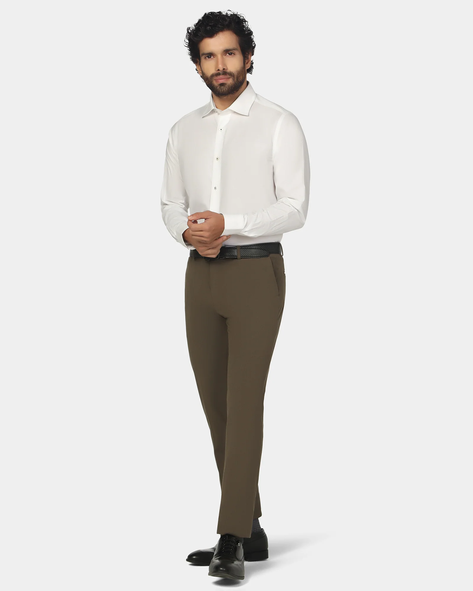 Formal Super White Textured Shirt - Clock - Image 3