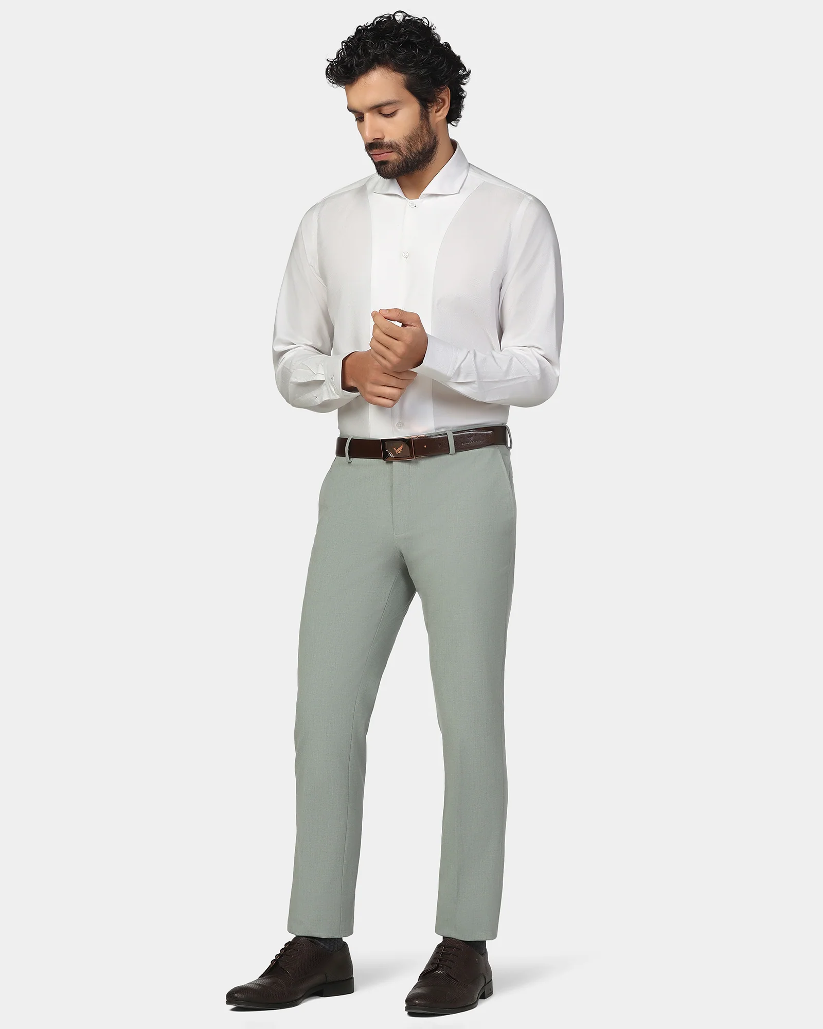 Formal Super White Textured Shirt - Plot - Image 3
