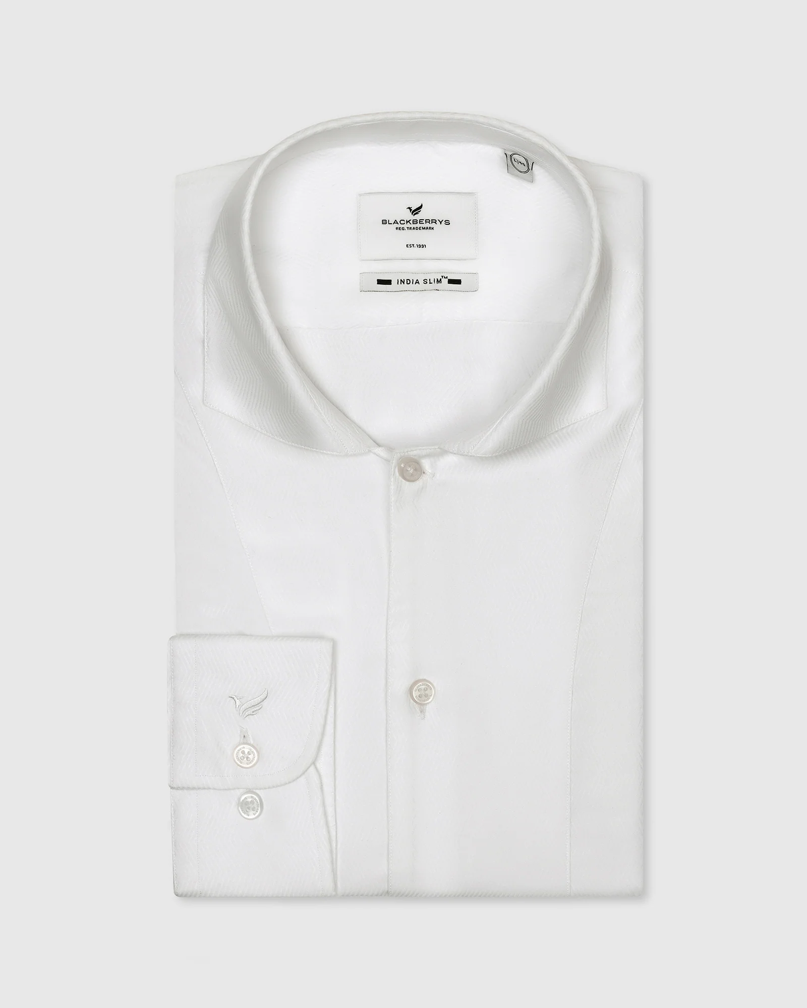 Formal Super White Textured Shirt - Plot - Image 5