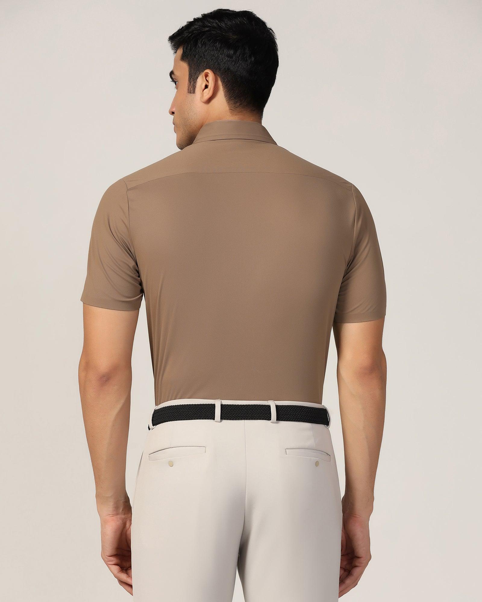 TechPro Formal Half Sleeve Tan Solid Shirt - Alfie - Image 2