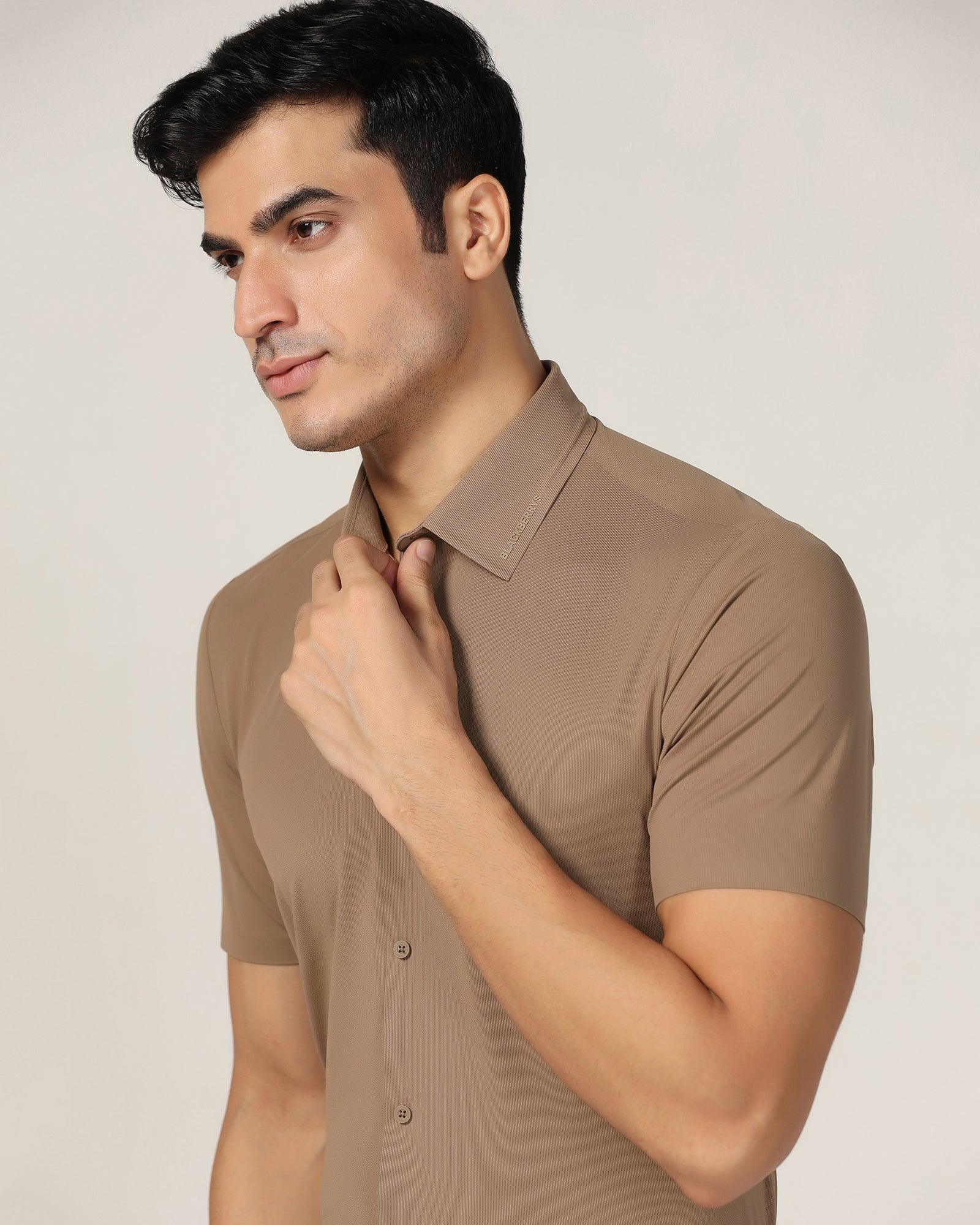 TechPro Formal Half Sleeve Tan Solid Shirt - Alfie - Image 4