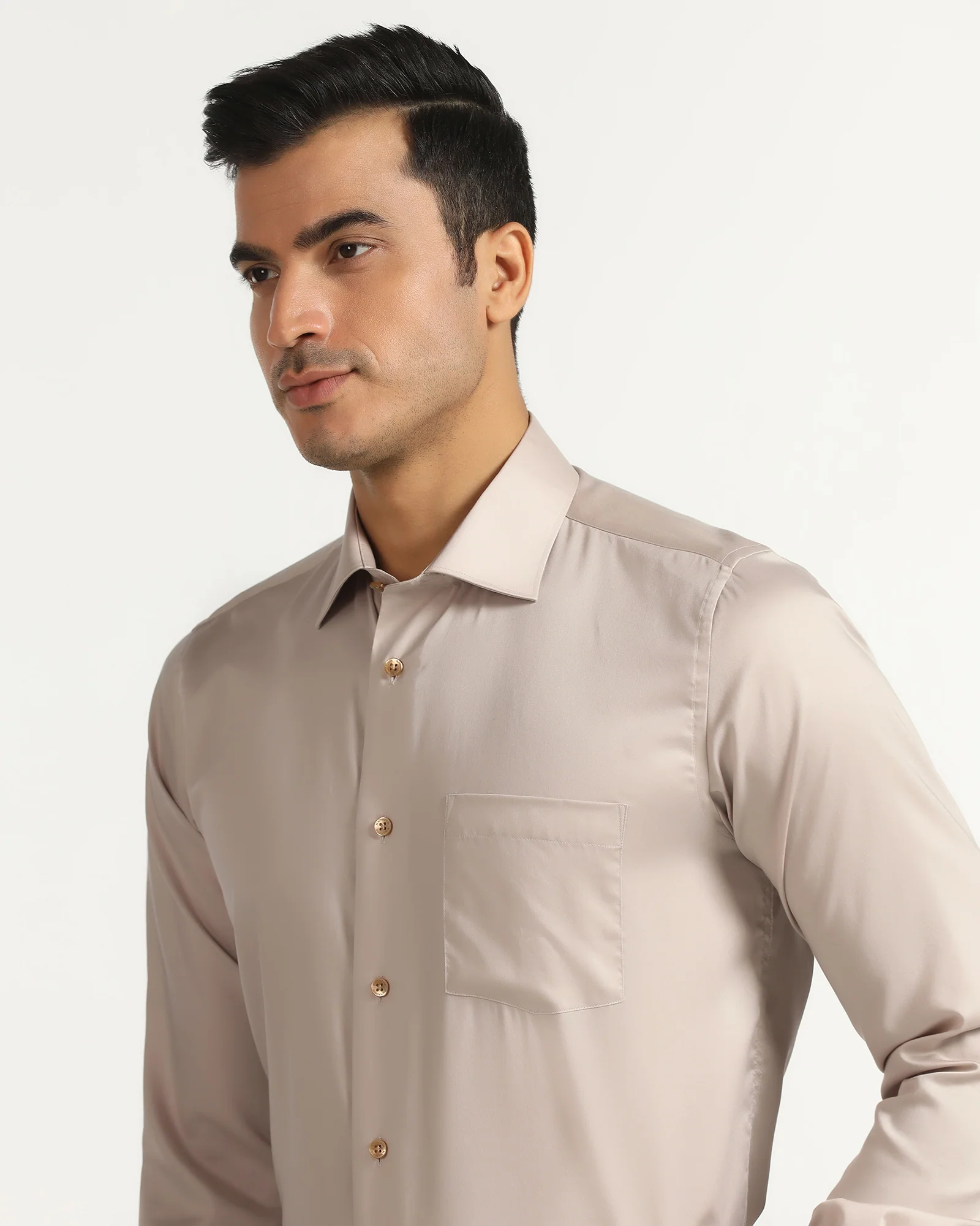 Formal Tan Solid Shirt - Roger - Image 4