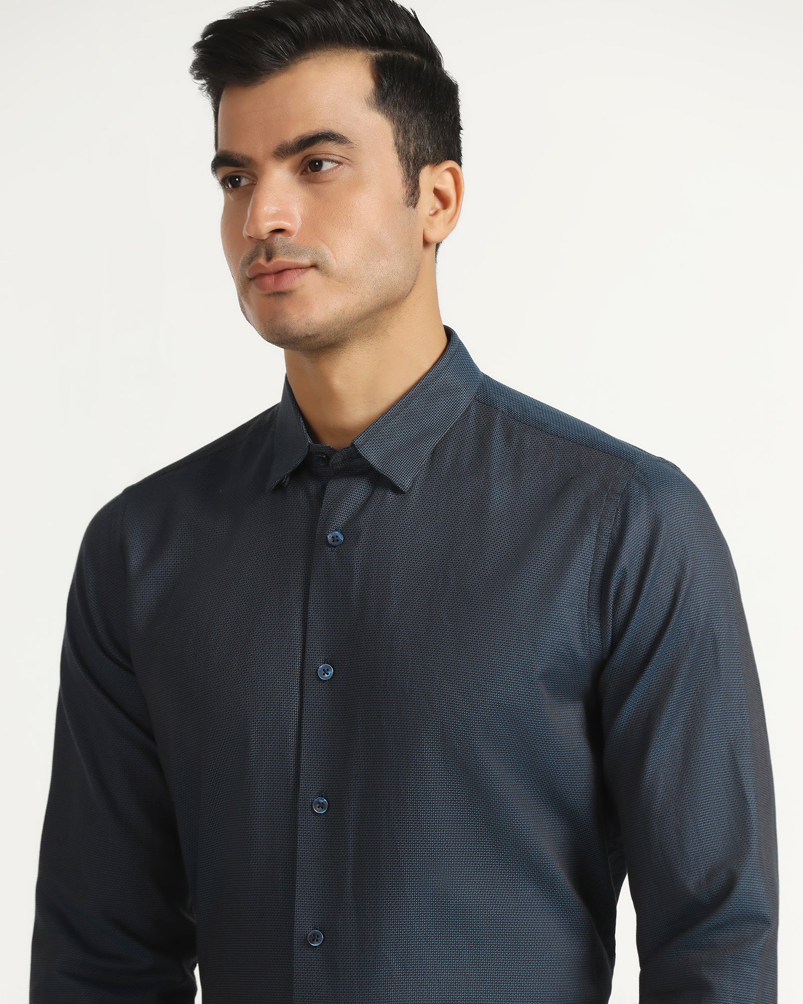 Formal Teal Textured Shirt - Amaze - Image 4
