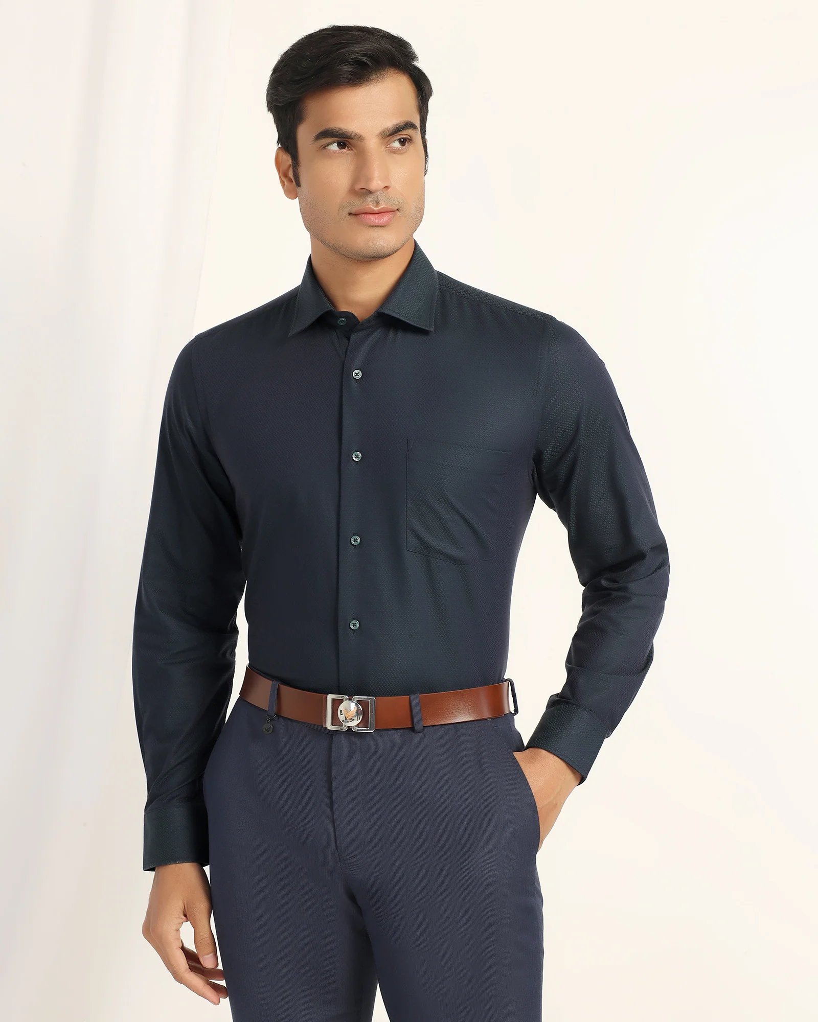 Formal Teal Textured Shirt - Dario