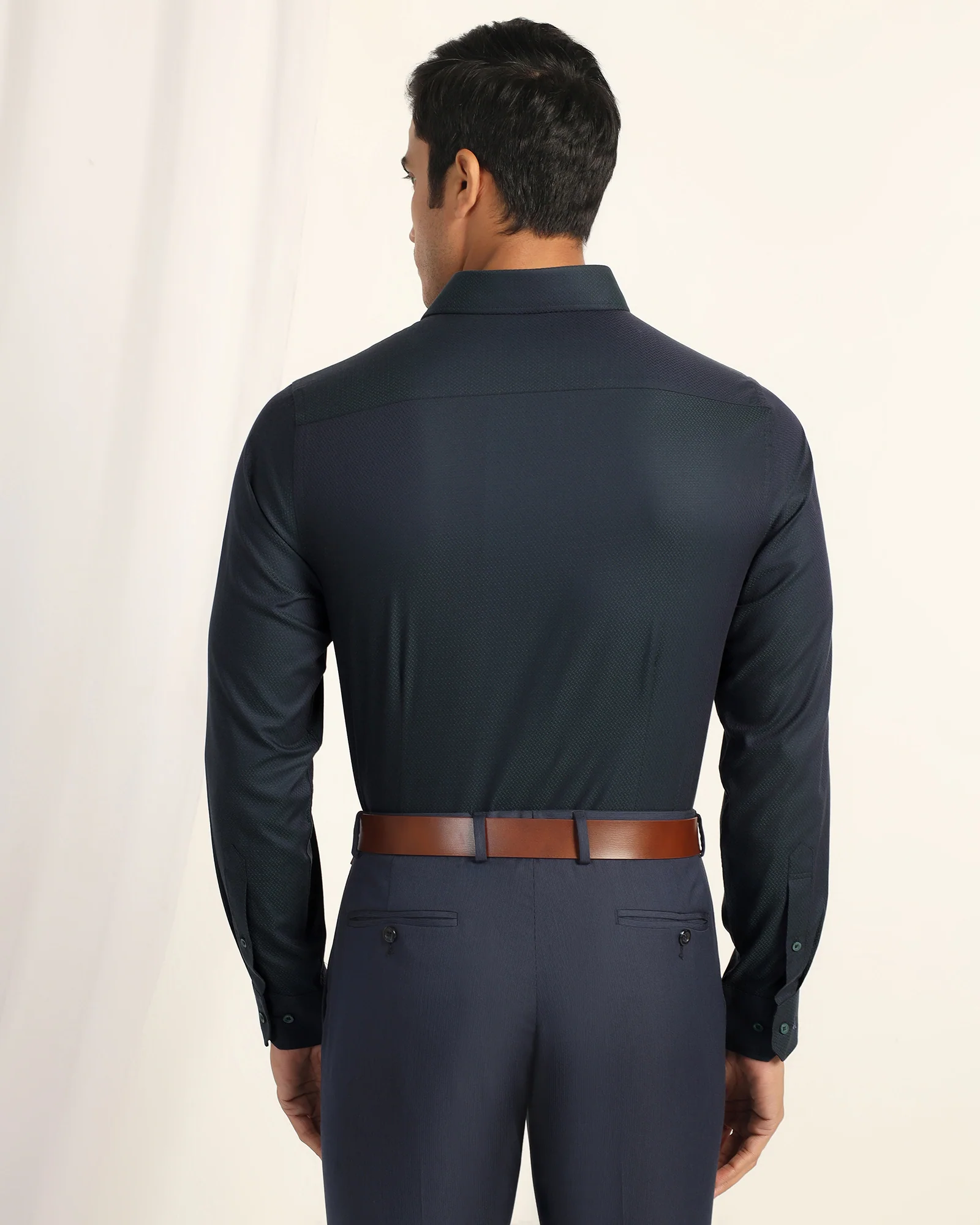 Formal Teal Textured Shirt - Dario - Image 2