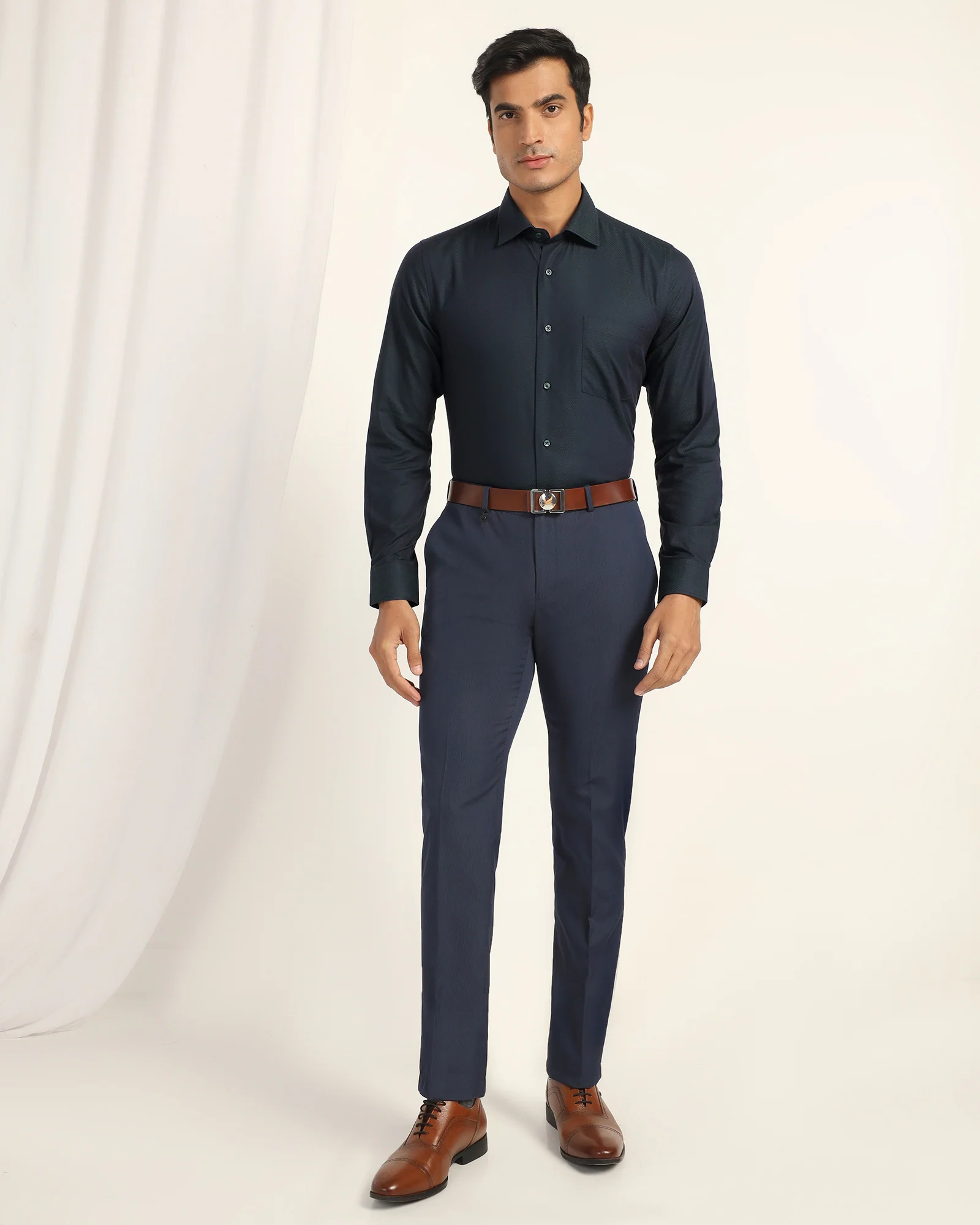 Formal Teal Textured Shirt - Dario - Image 3