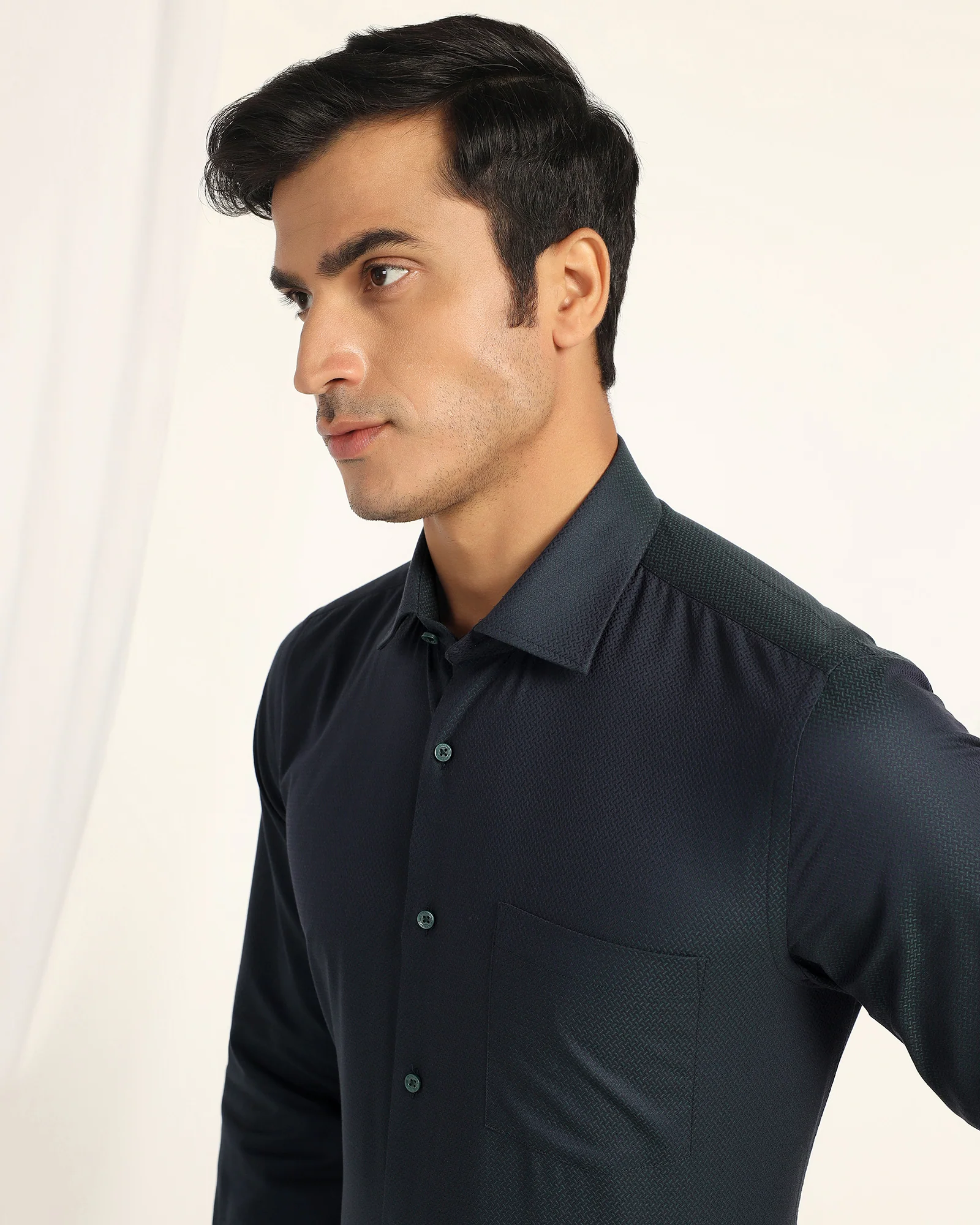 Formal Teal Textured Shirt - Dario - Image 4