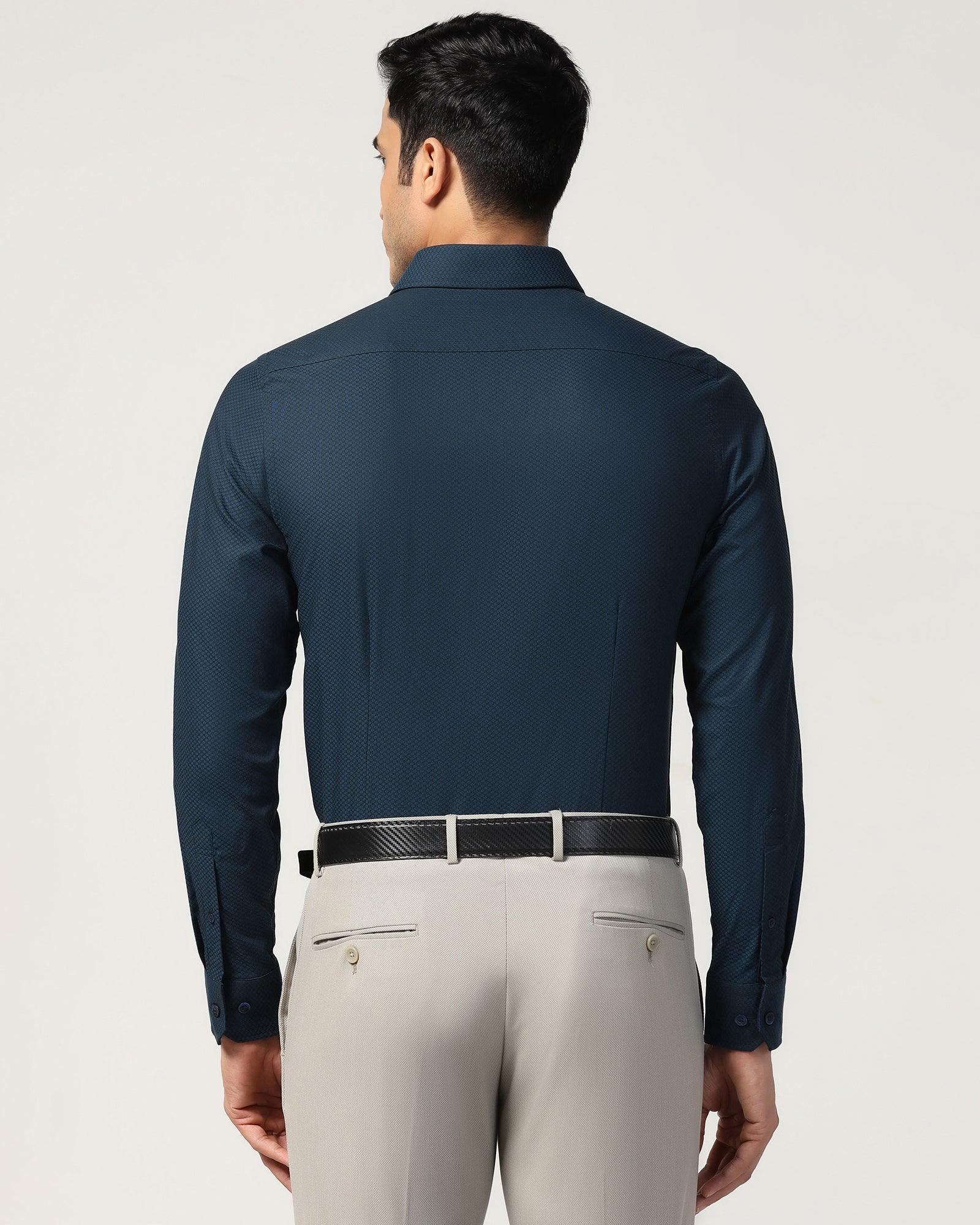 Formal Teal Textured Shirt - Fred - Image 2