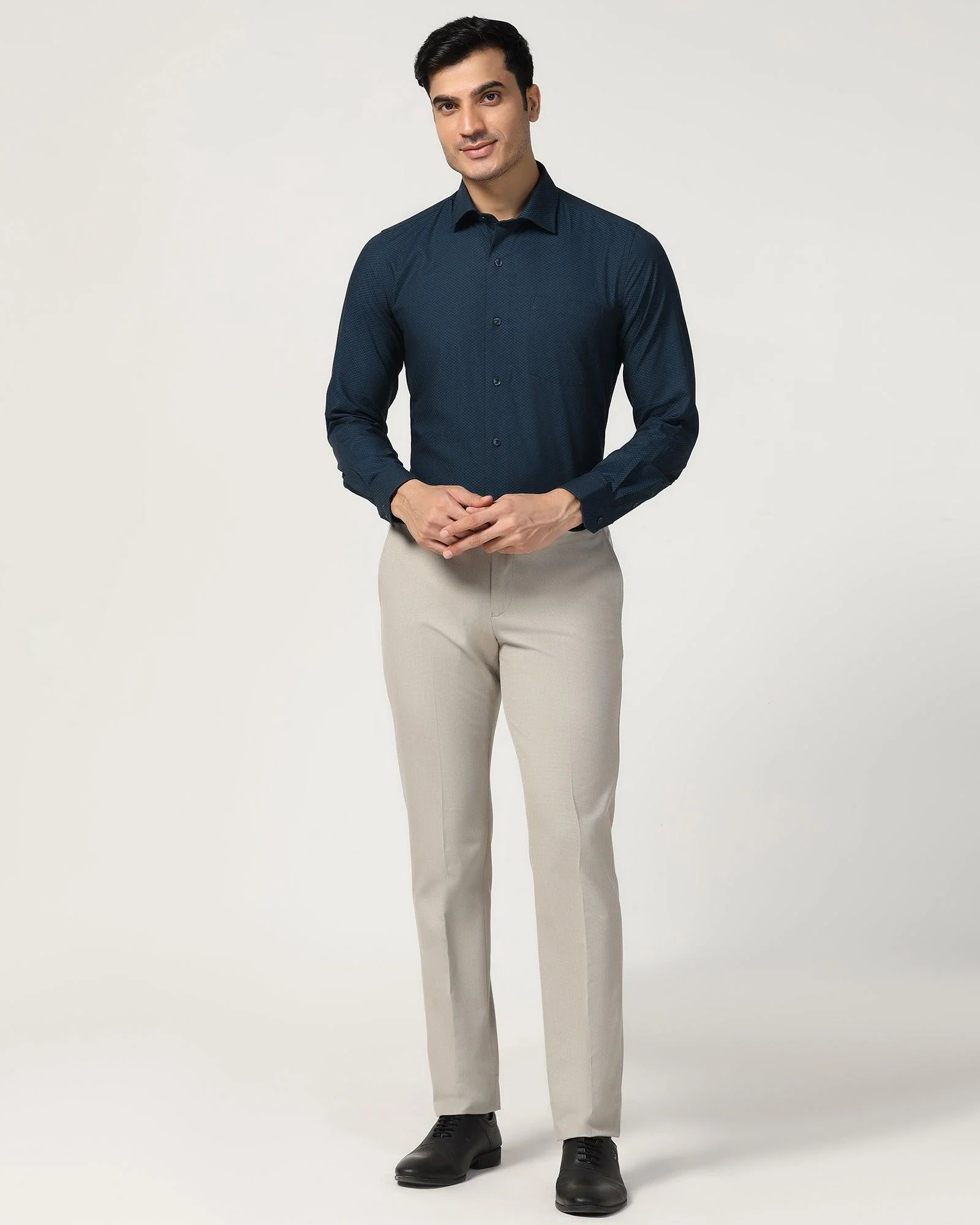 Formal Teal Textured Shirt - Fred - Image 3