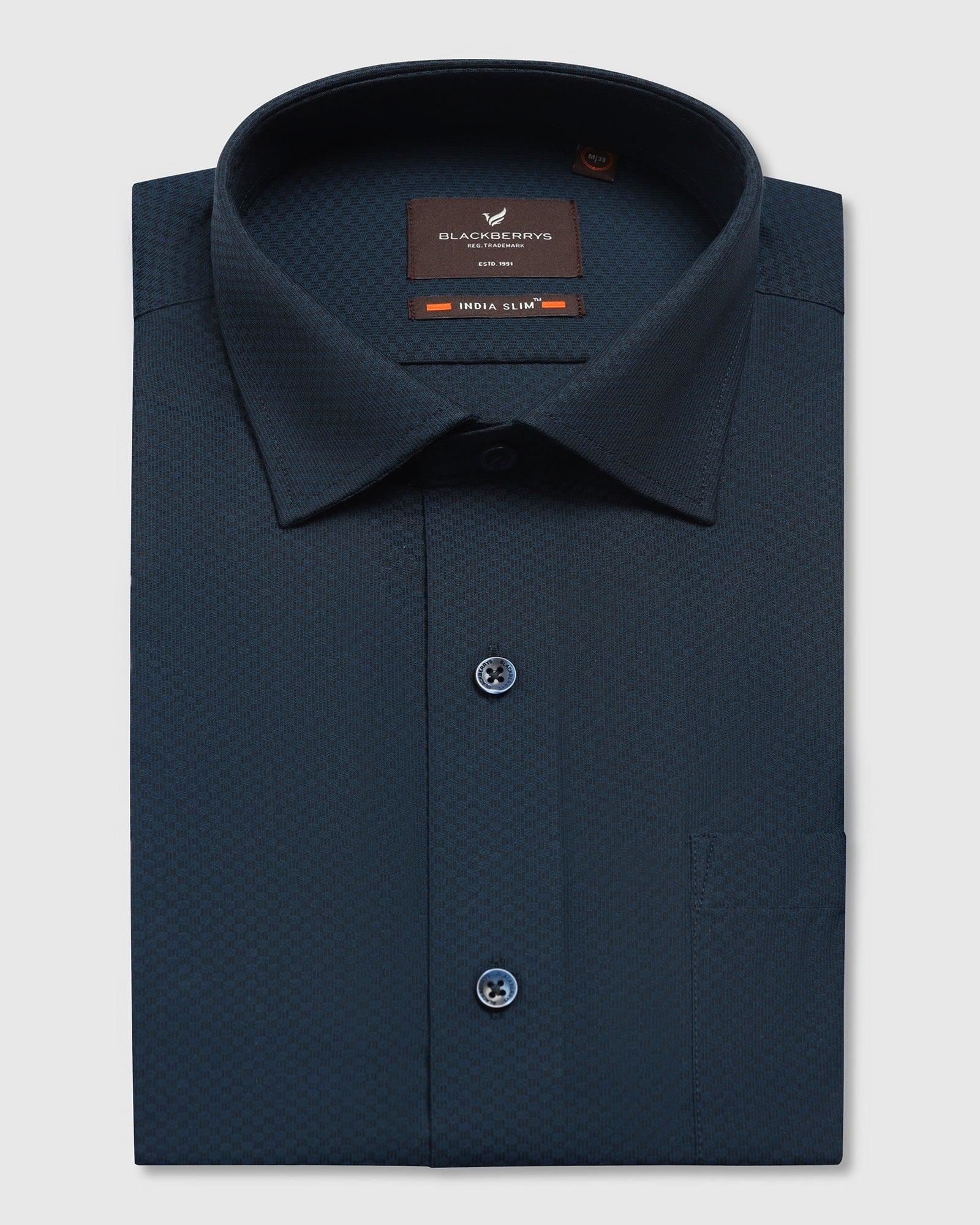 Formal Teal Textured Shirt - Fred - Image 5