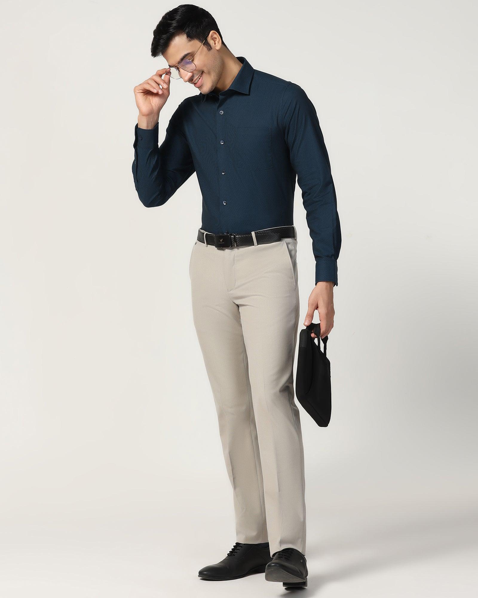 Formal Teal Textured Shirt - Fred - Image 7