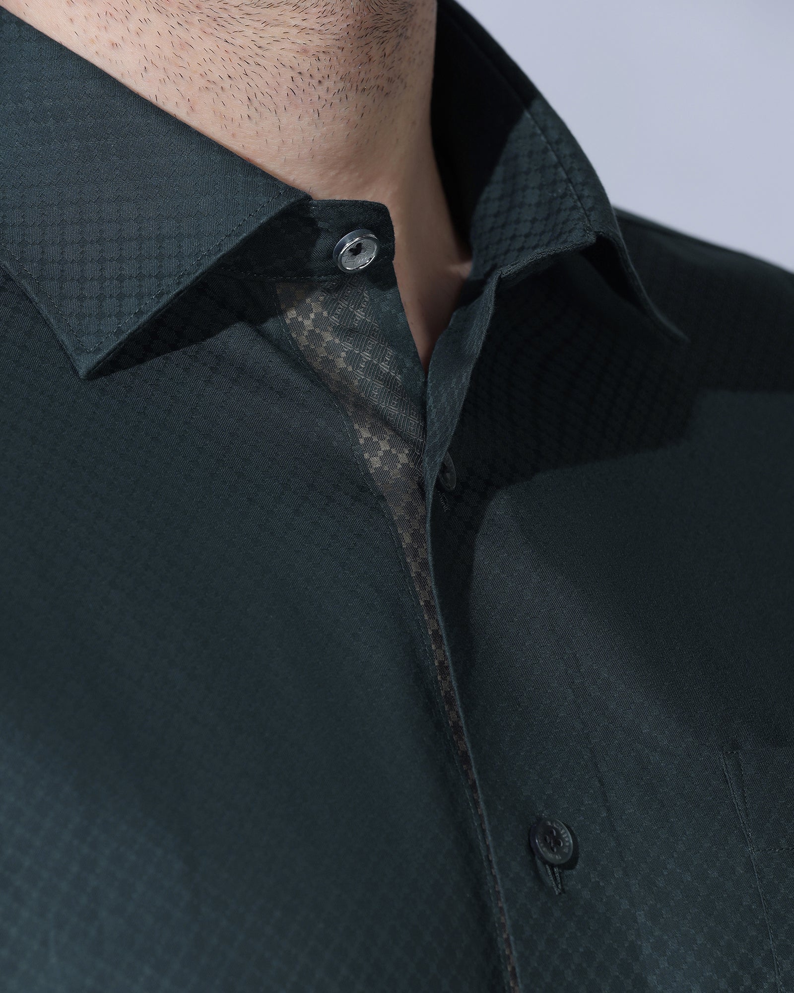 Formal Teal Textured Shirt - Shark - Image 7