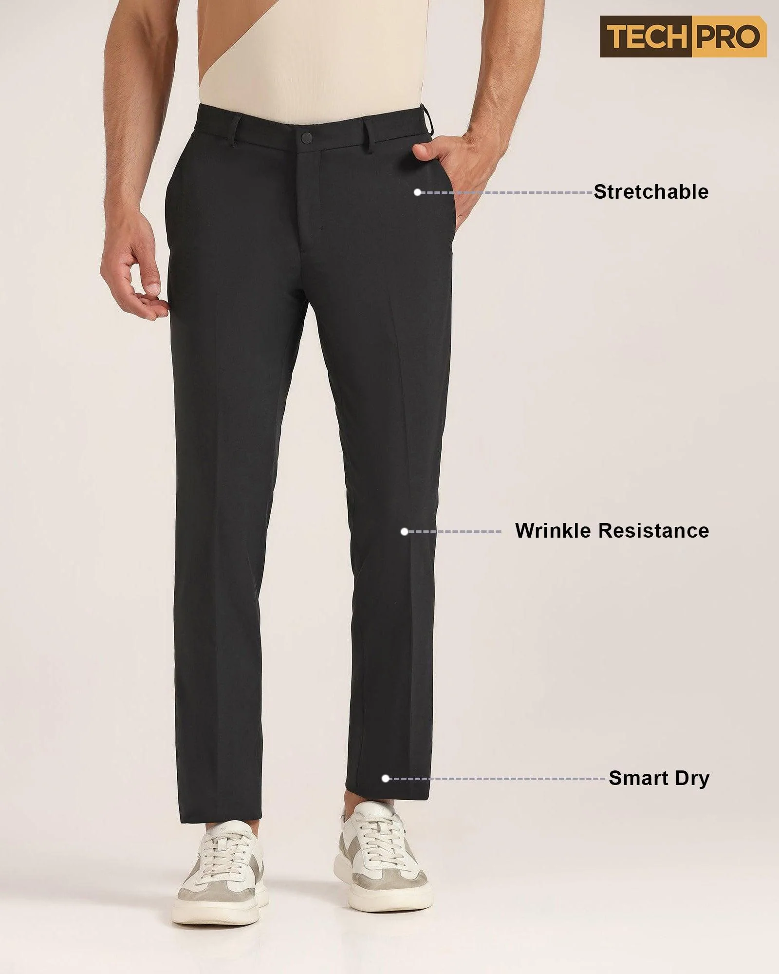 TechPro B-91 Formal Black Solid Trouser - Dean - Image 7