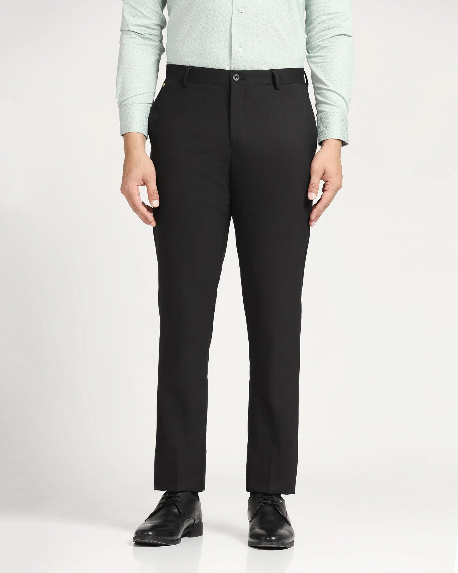 Luxe Slim Comfort B-95 Formal Black Solid Trouser - Meter - Image 3