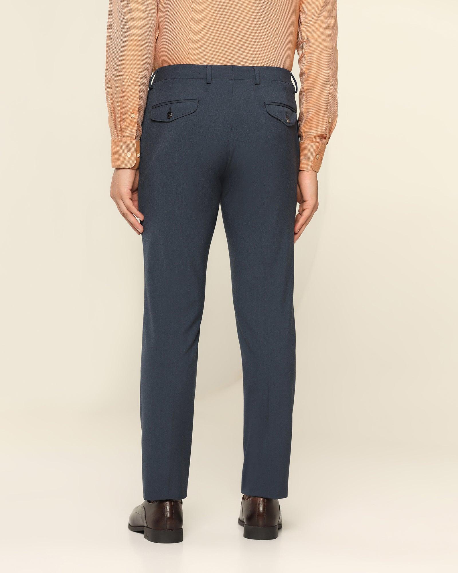 Slim Fit B-91 Formal Blue Solid Trouser - Jonny - Image 2