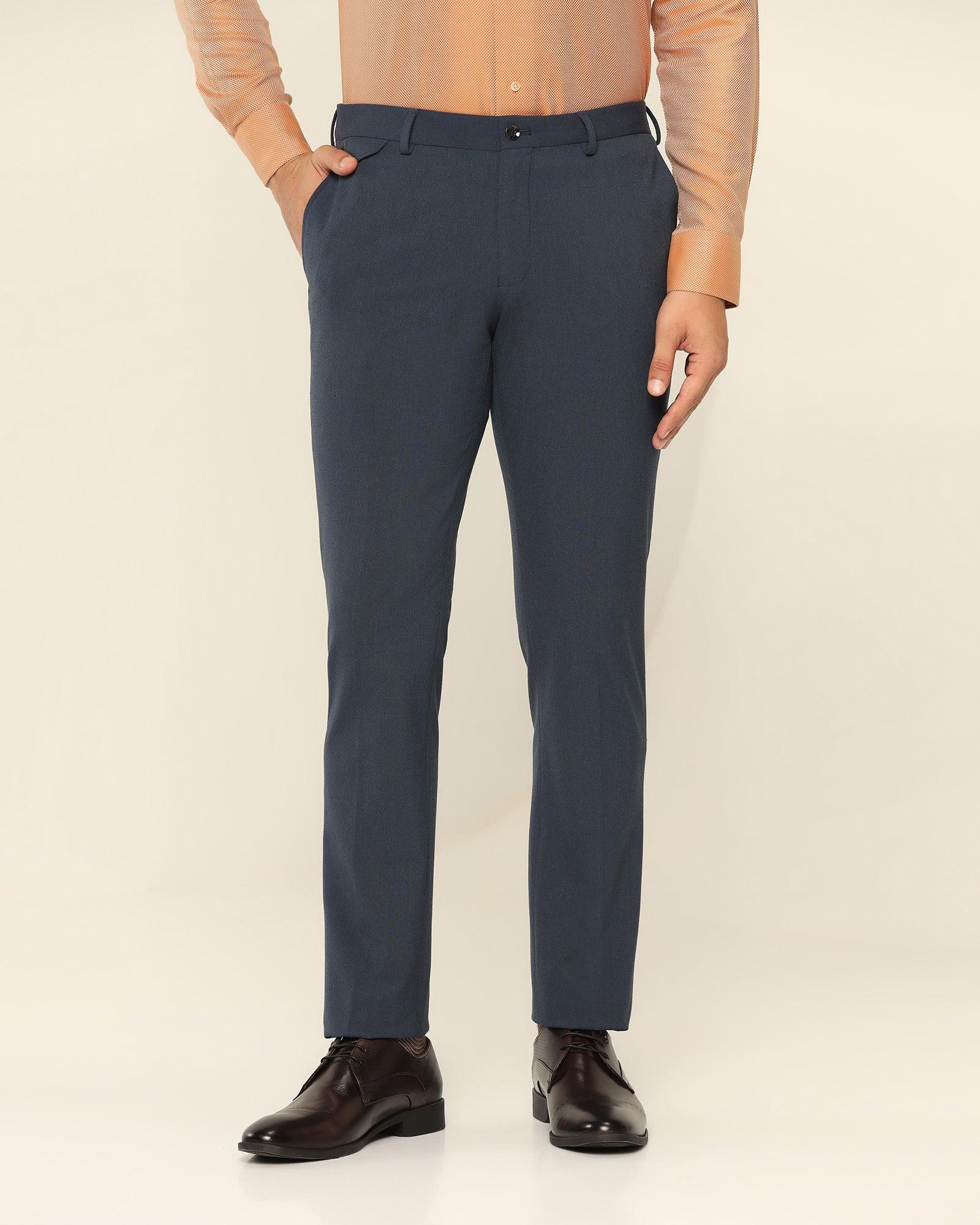 Slim Fit B-91 Formal Blue Solid Trouser - Jonny - Image 3