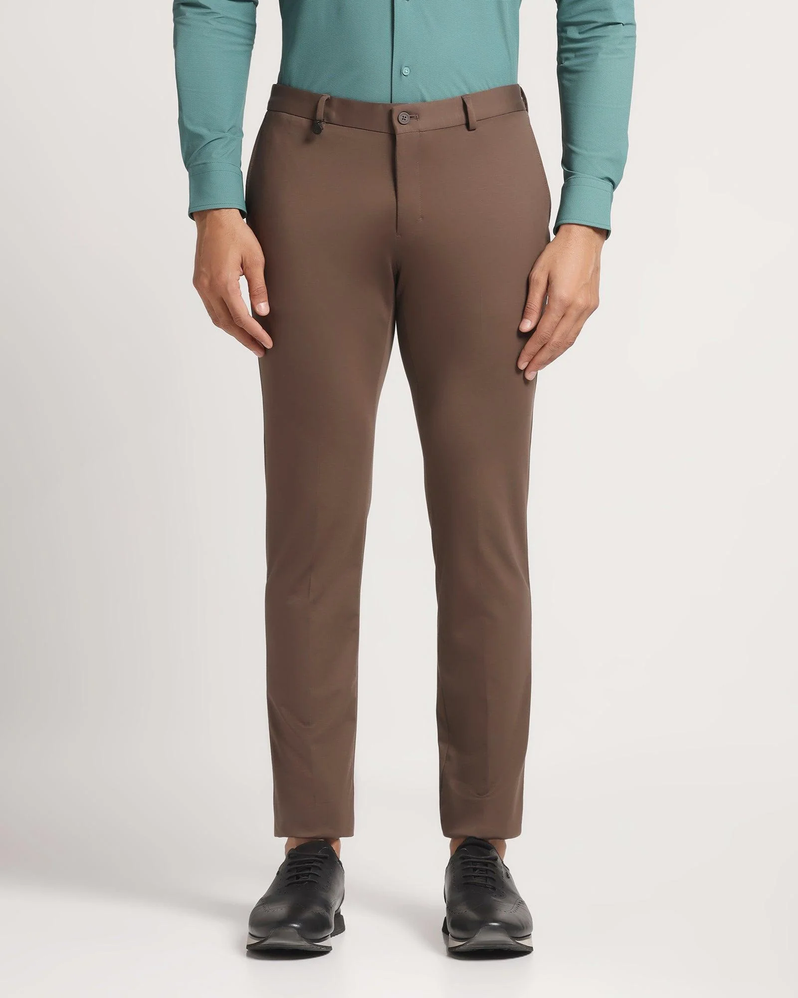 TechPro Slim Fit B-91 Formal Brown Solid Trouser - Explorer - Image 3