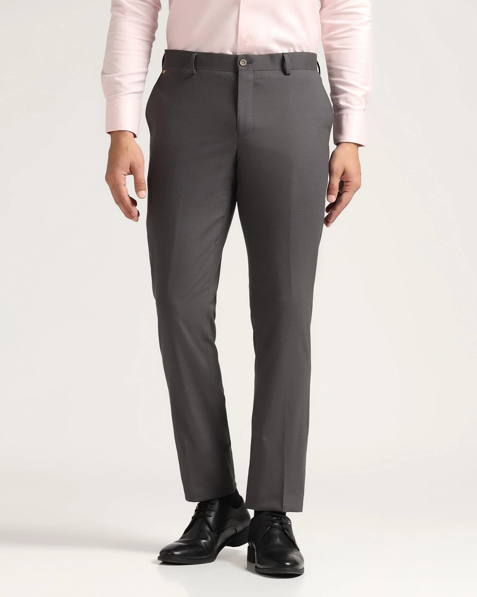 Luxe Slim Comfort B-95 Formal Grey Solid Trouser - Meter - Image 3