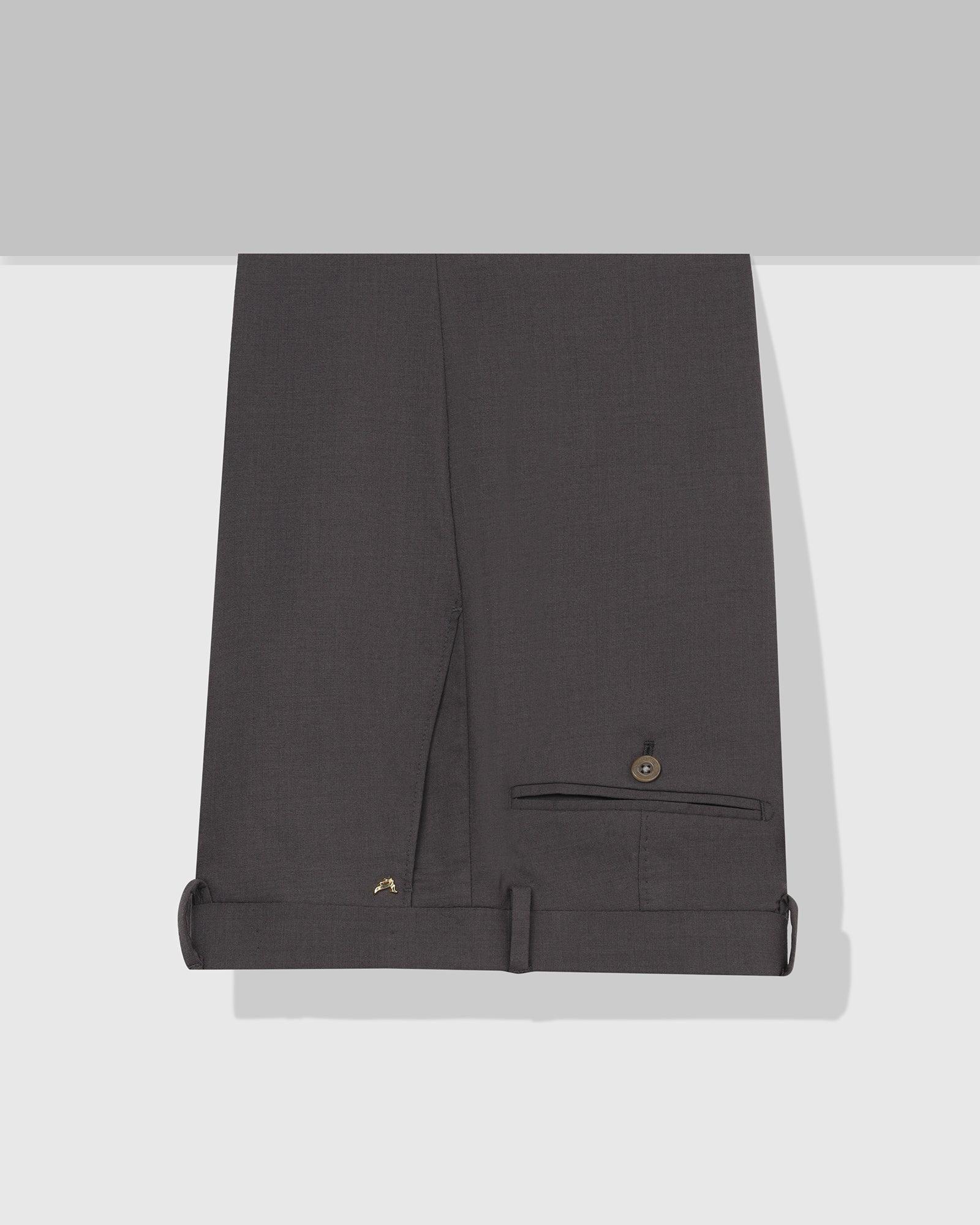 Luxe Slim Comfort B-95 Formal Grey Solid Trouser - Meter - Image 5