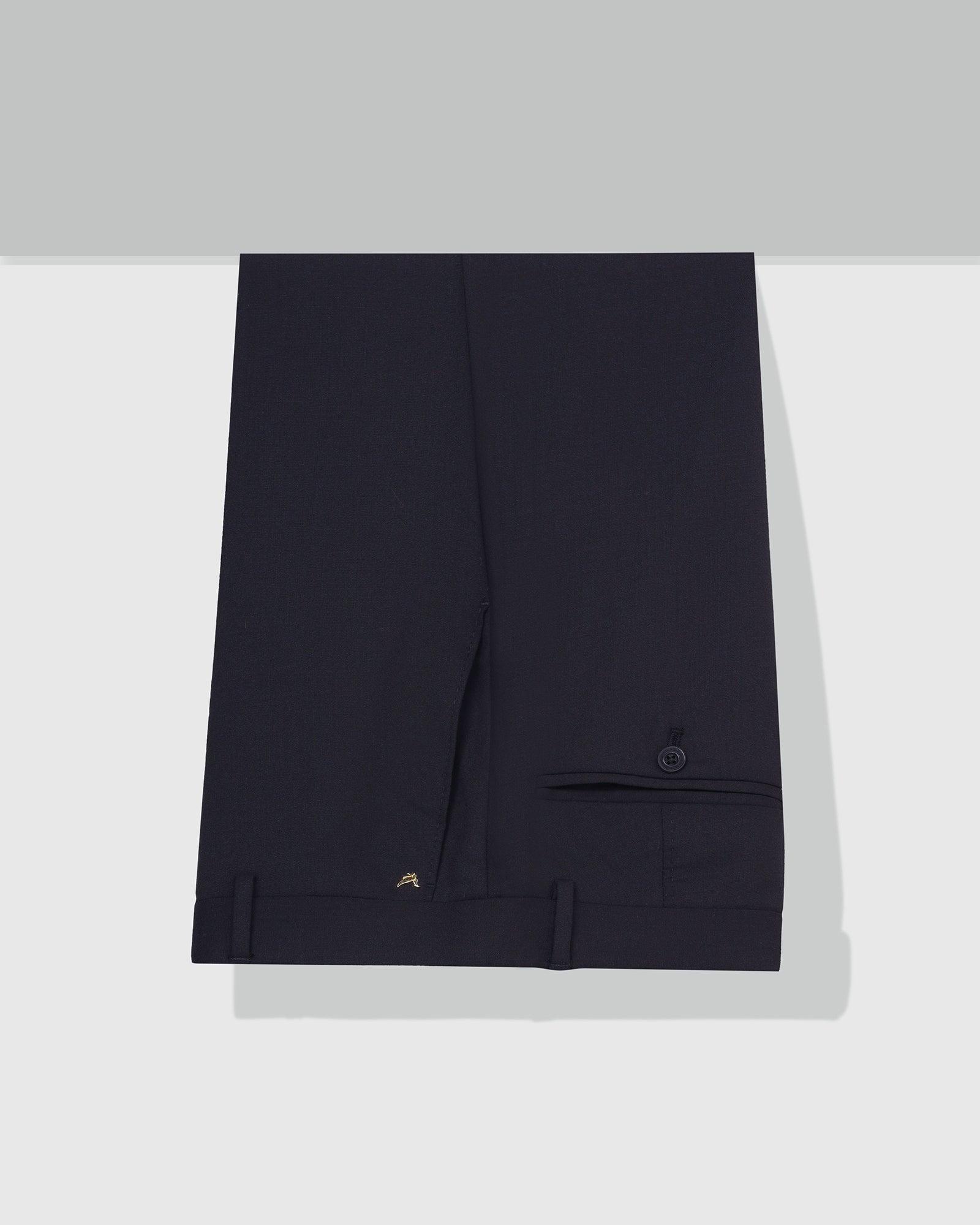 Luxe Slim Comfort B-95 Formal Navy Solid Trouser - Meter - Image 5