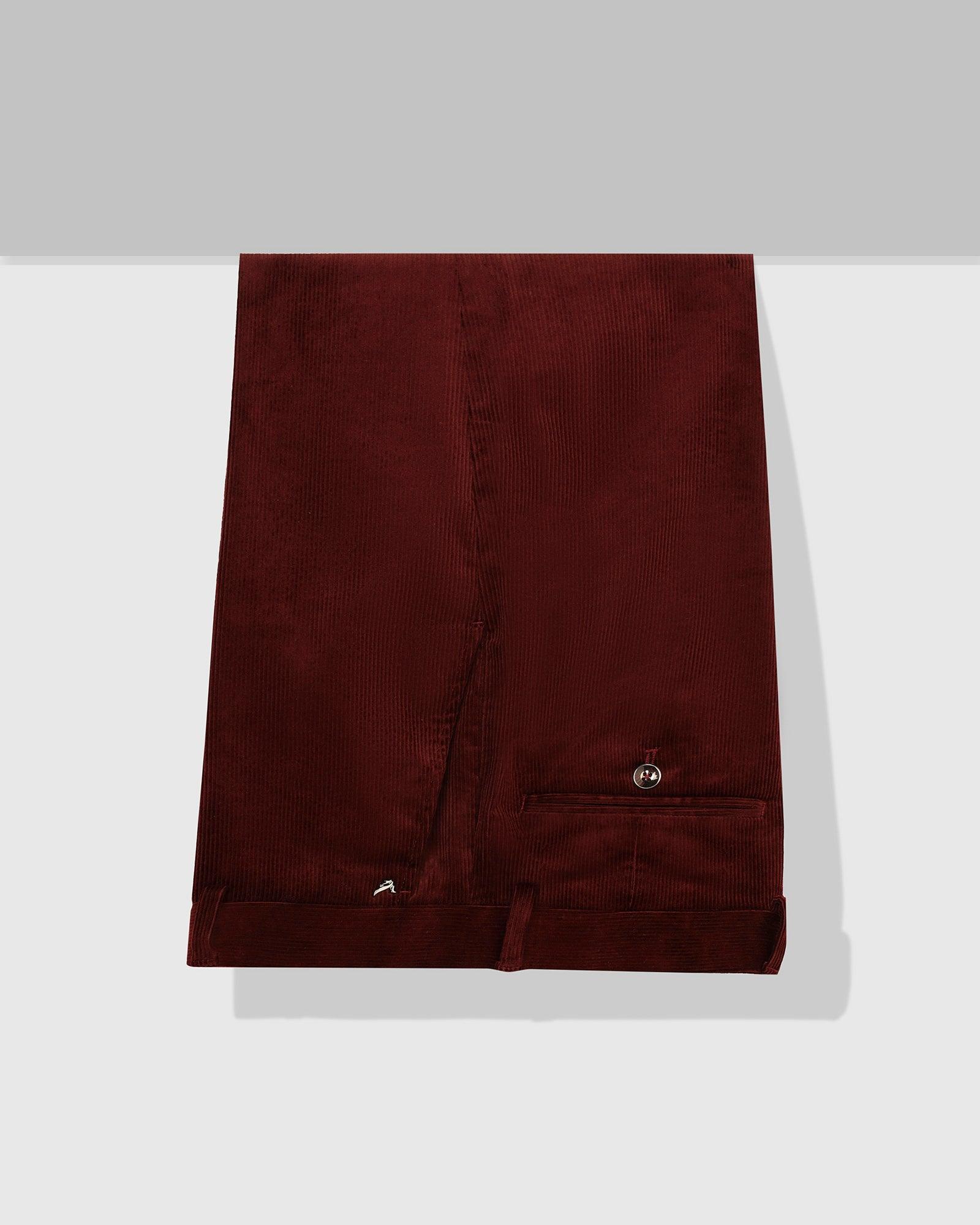 Slim Comfort B-95 Formal Wine Solid Trouser - Corduroy - Image 5