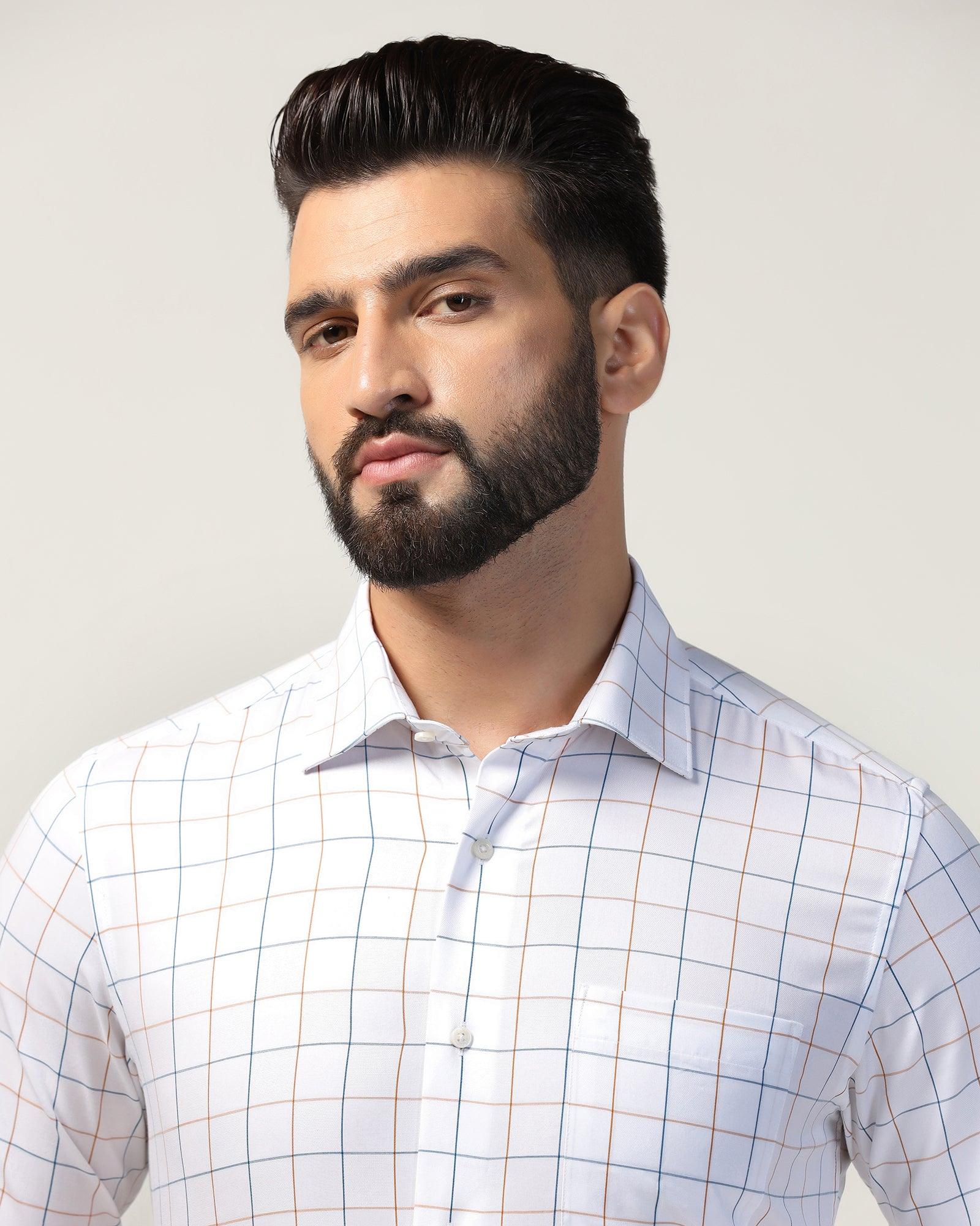 Non Iron Formal White Check Shirt - Boston - Image 4
