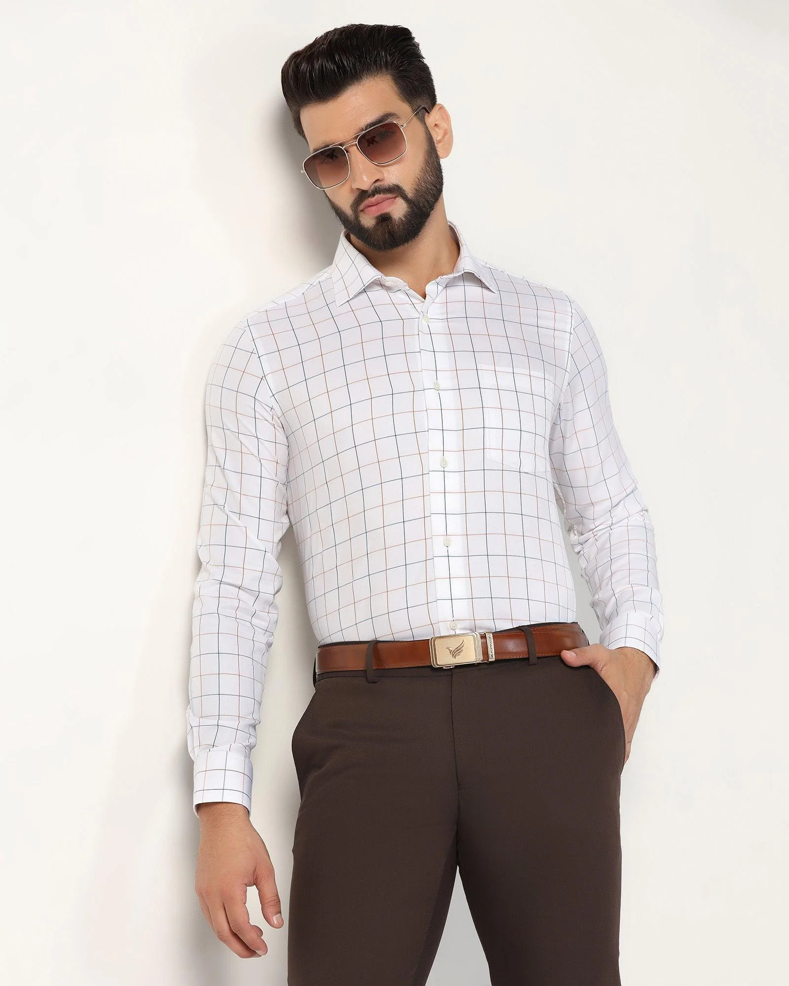 Non Iron Formal White Check Shirt - Boston - Image 7