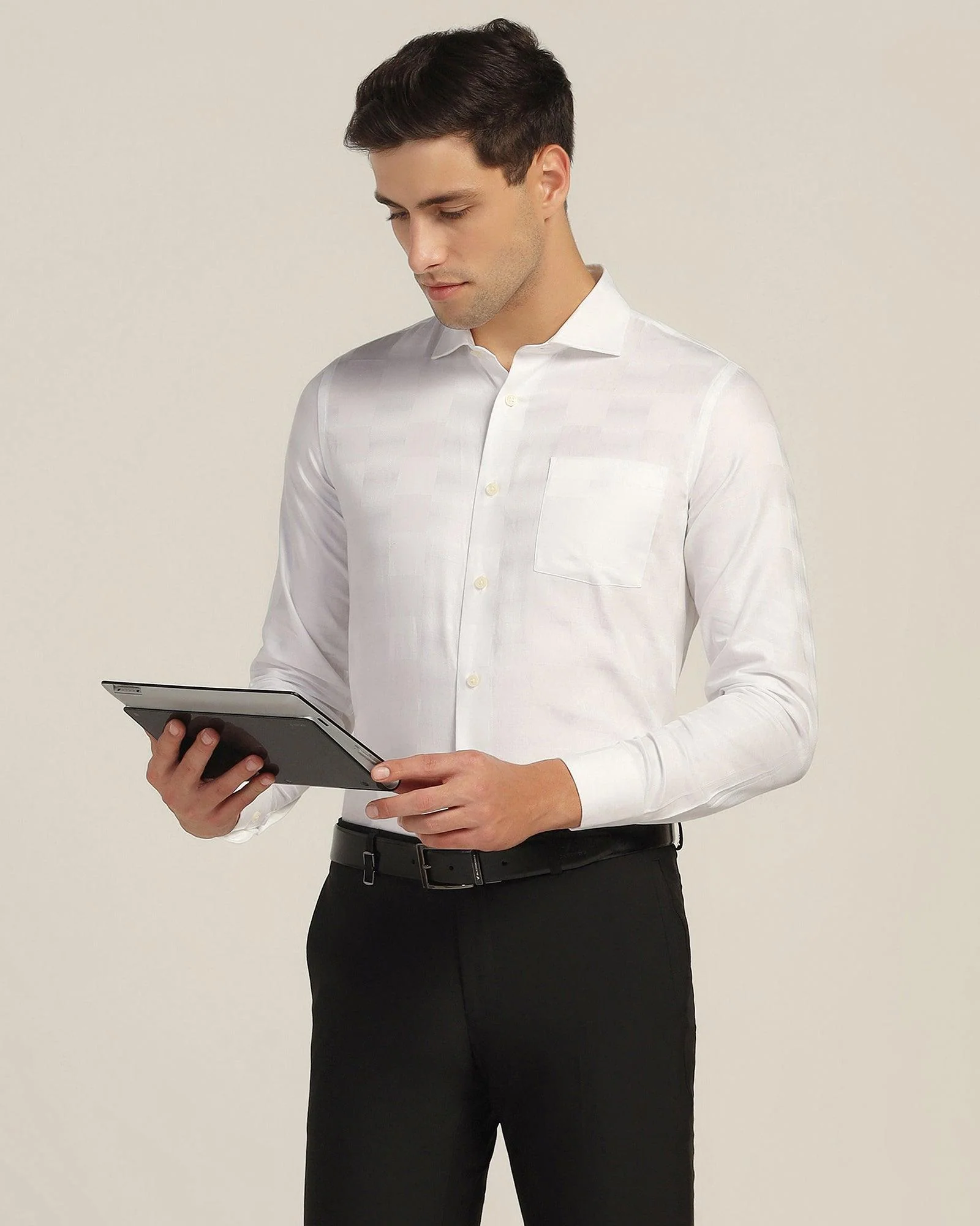 Formal White Check Shirt - Dakota - Image 7