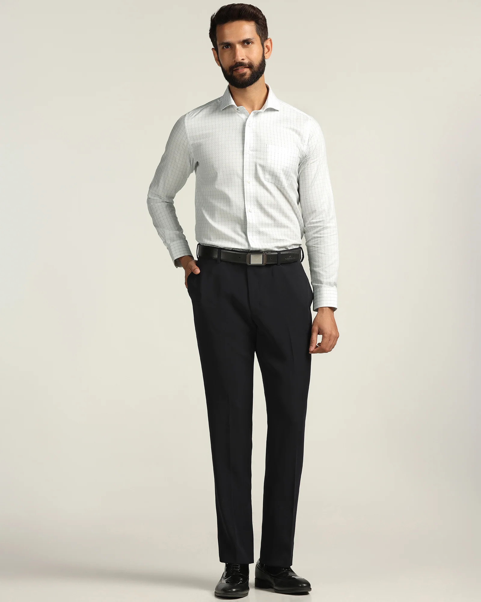 Formal White Check Shirt - Drone - Image 3