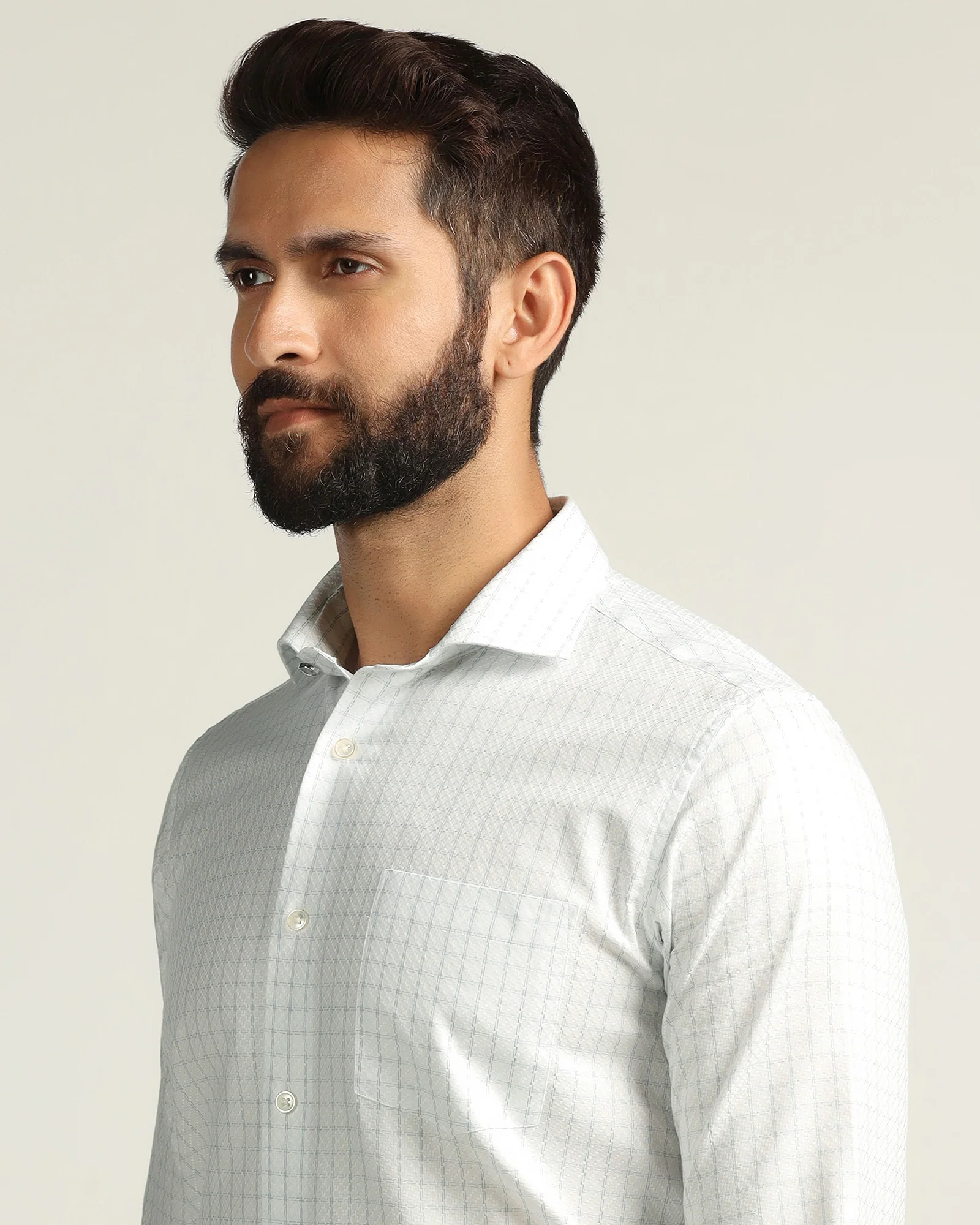 Formal White Check Shirt - Drone - Image 4