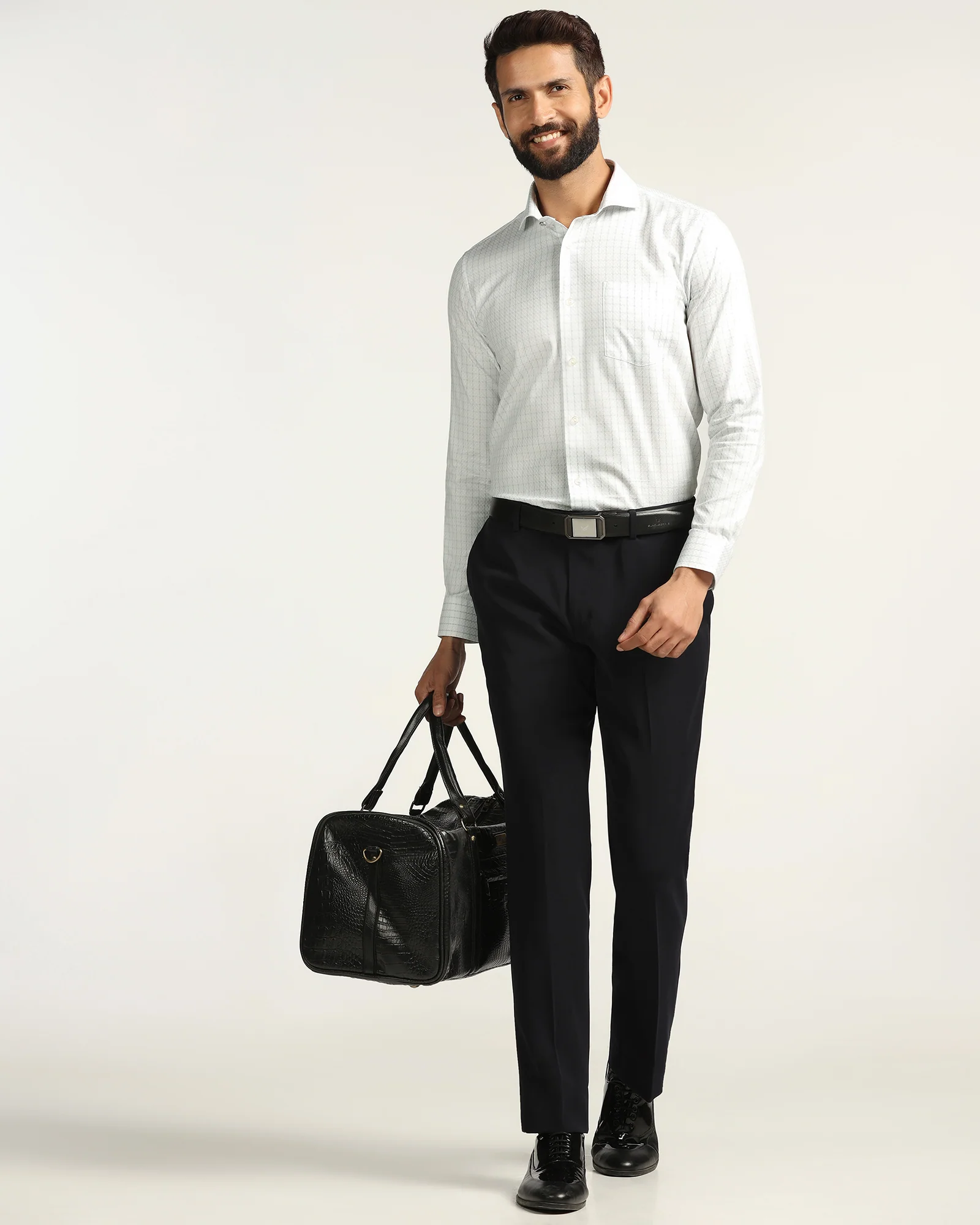 Formal White Check Shirt - Drone - Image 7