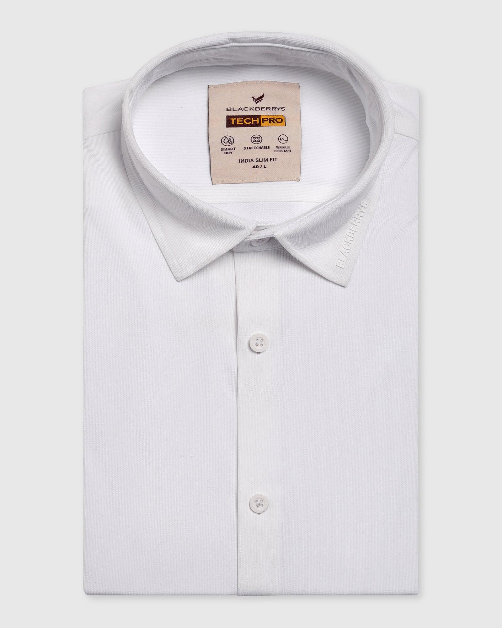 TechPro Formal Half Sleeve White Solid Shirt - Alfie - Image 5