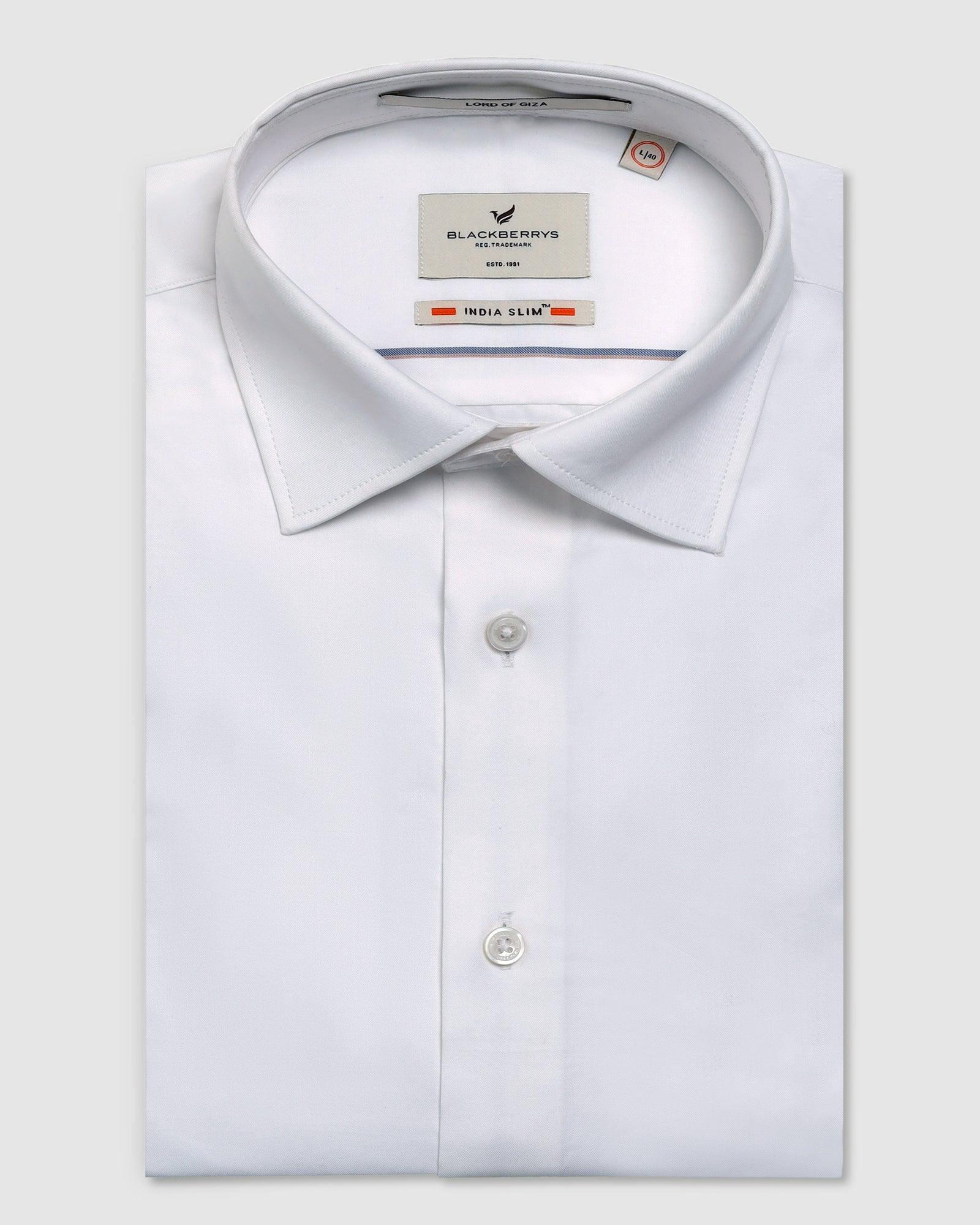 Formal White Solid Shirt - Amber - Image 5