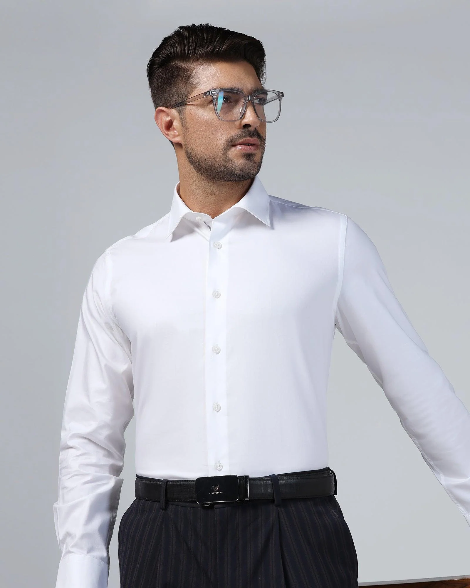 Formal White Solid Shirt - Amber - Image 7