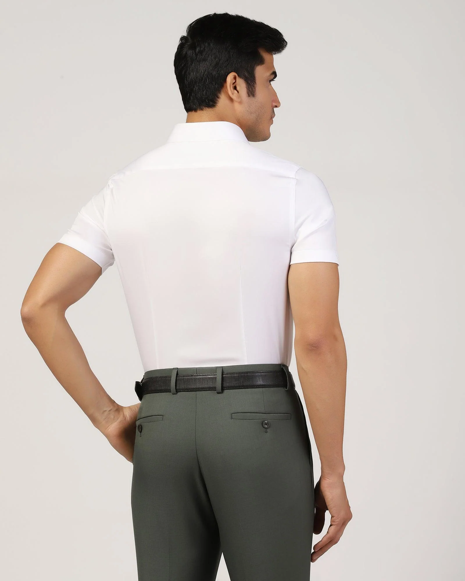 Non Iron Formal Half Sleeve White Solid Shirt - Matiz - Image 2