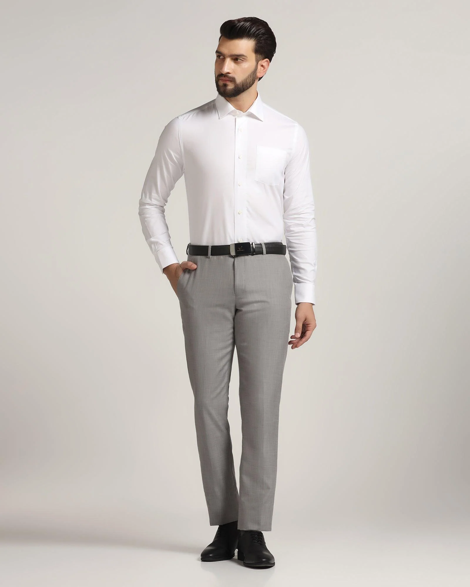 Formal White Solid Shirt - Otto - Image 3