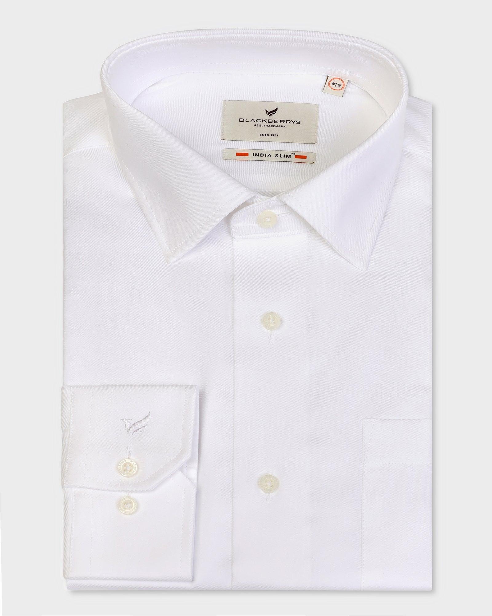 Formal White Solid Shirt - Otto - Image 5