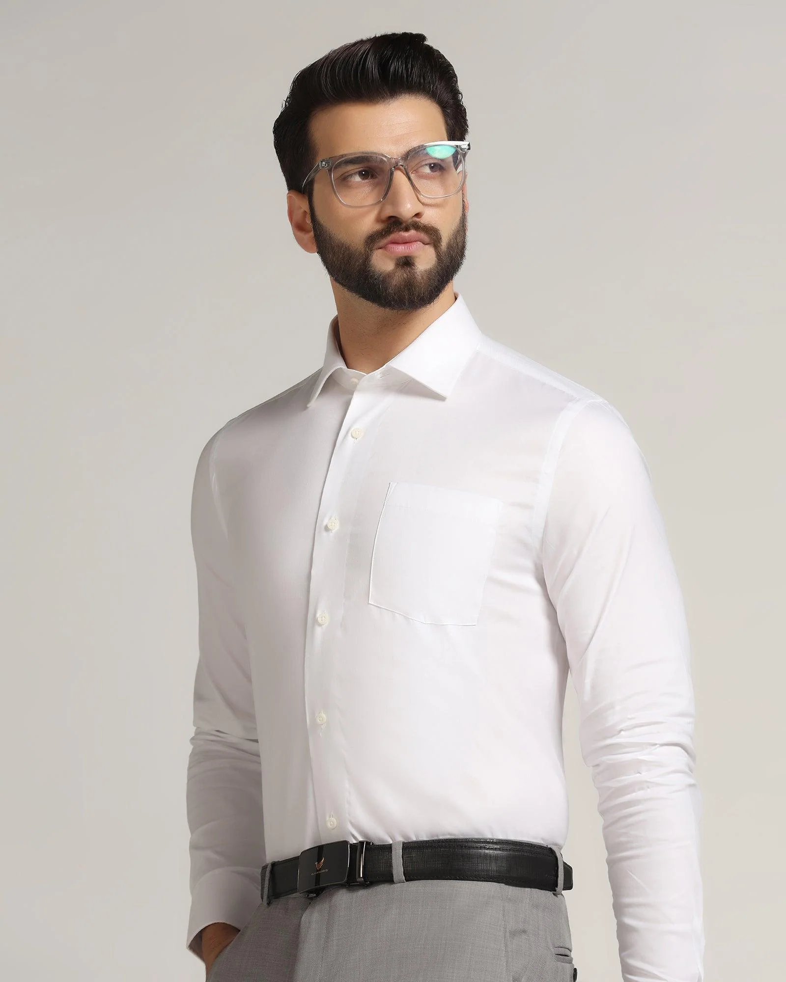 Formal White Solid Shirt - Otto - Image 7