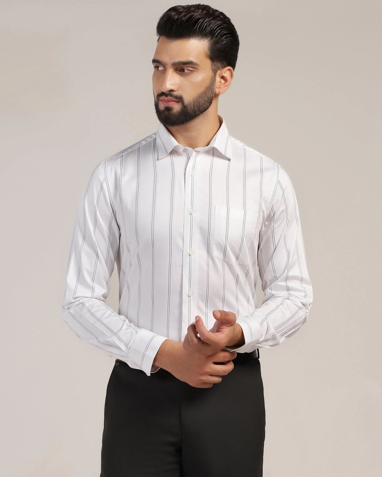 Formal White Stripe Shirt - Kolt - Image 8